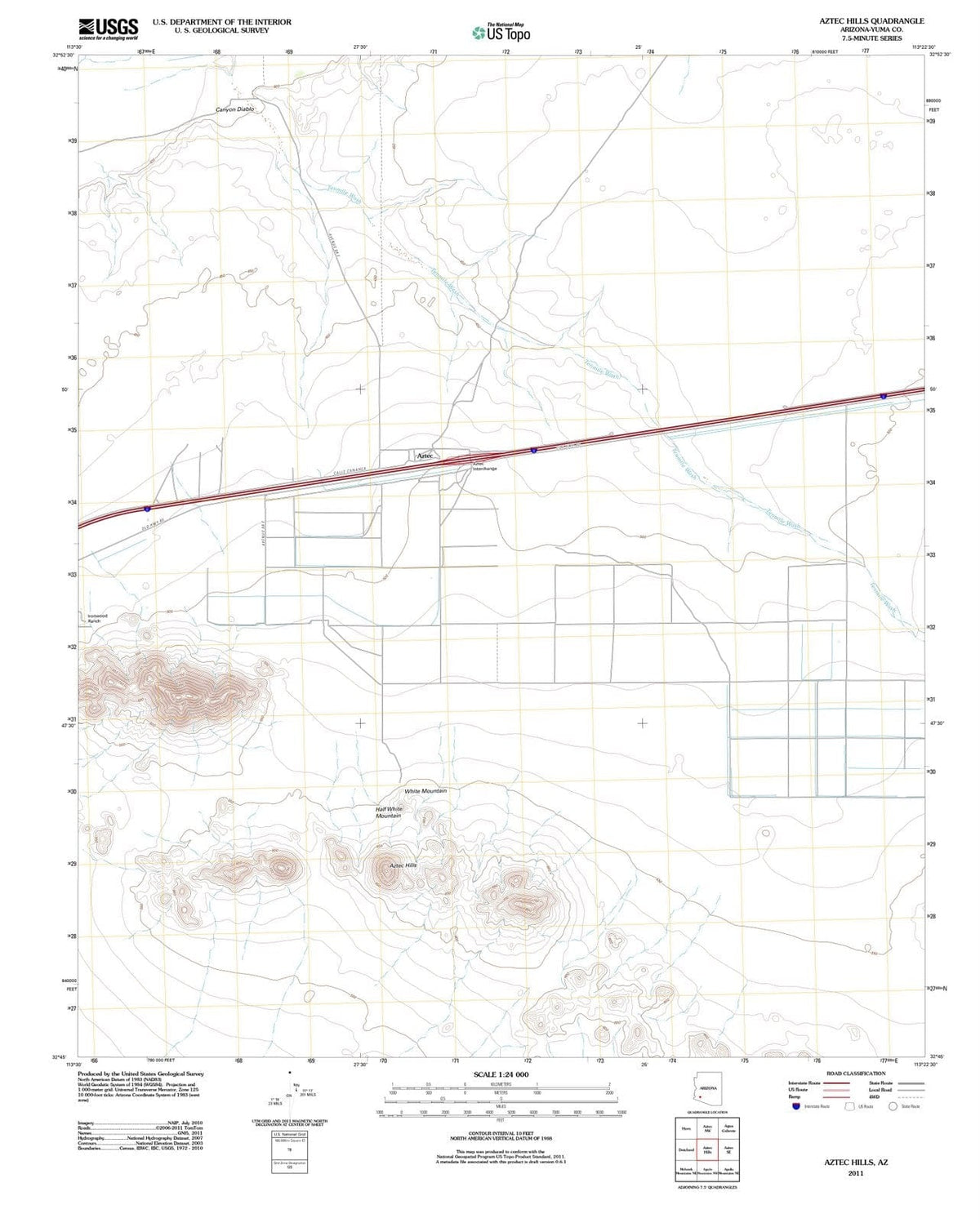2011 Aztec Hills, AZ - Arizona - USGS Topographic Map