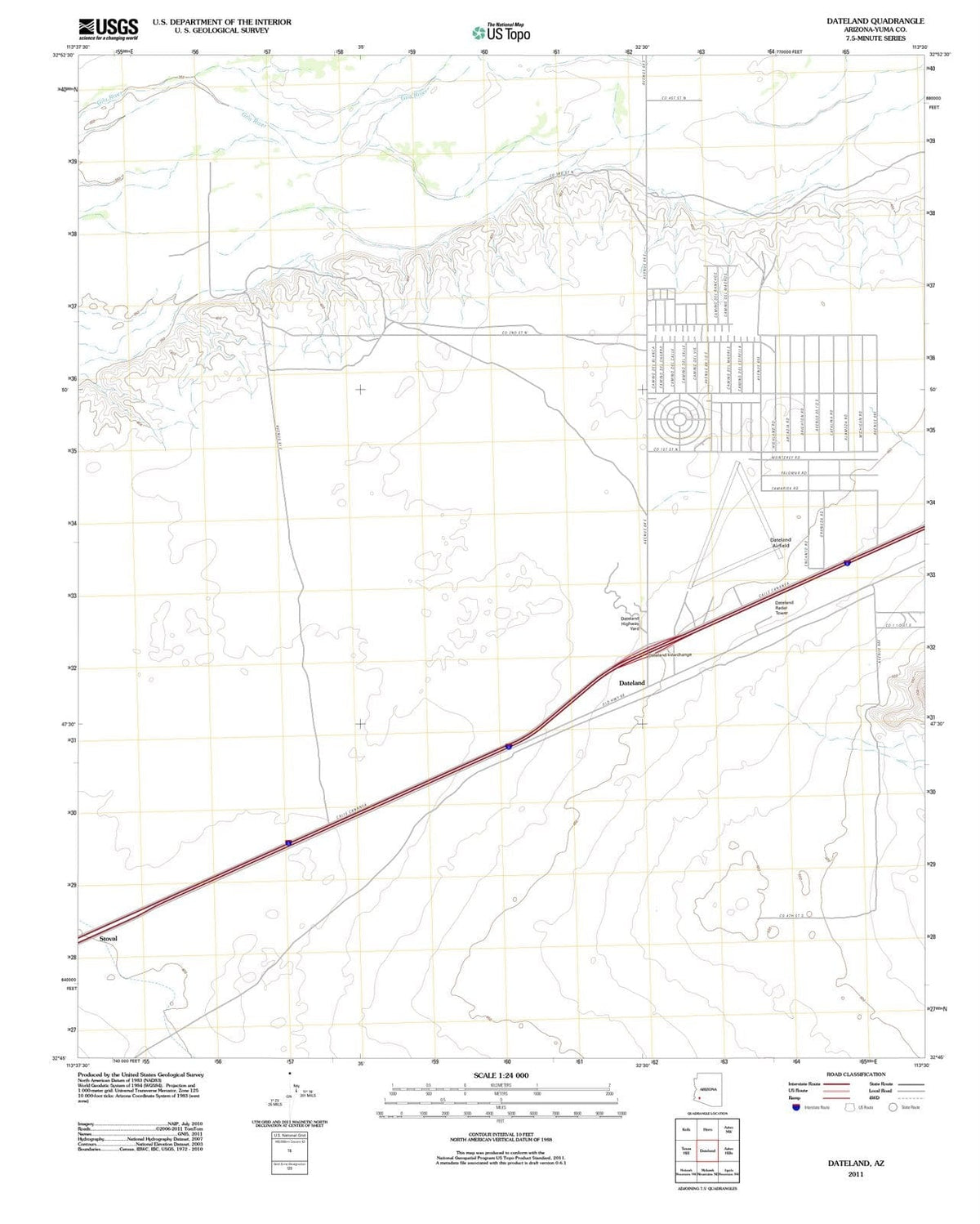 2011 Dateland, AZ - Arizona - USGS Topographic Map