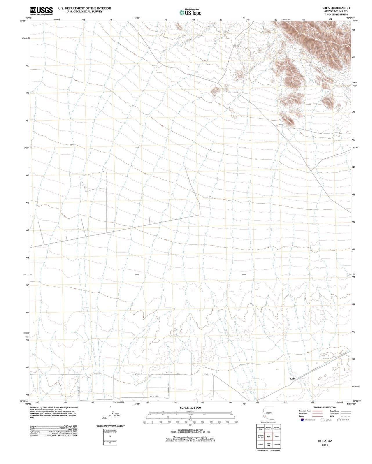2011 Kofa, AZ - Arizona - USGS Topographic Map