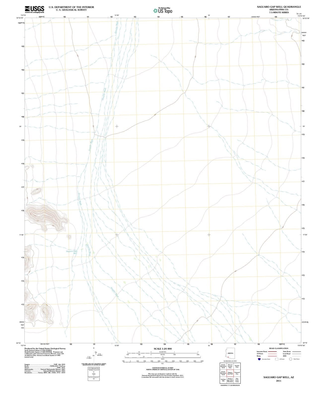 2011 Saguaro Gap Well, AZ - Arizona - USGS Topographic Map