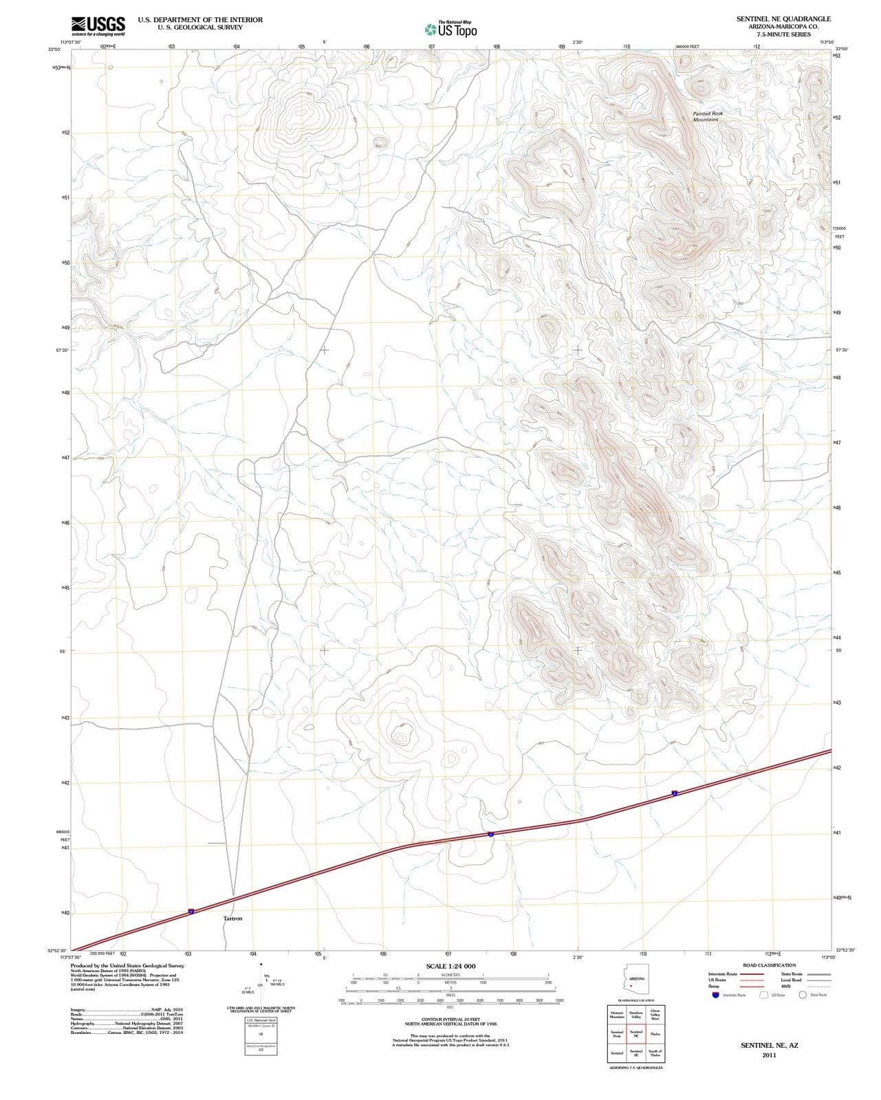 2011 Sentinel, AZ - Arizona - USGS Topographic Map v2