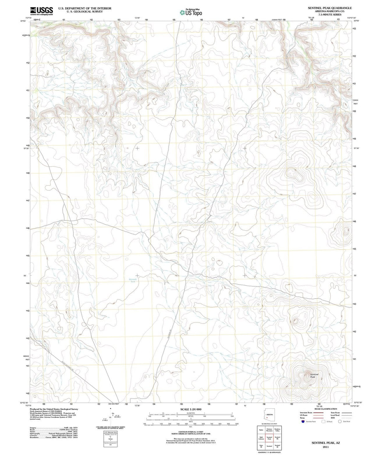 2011 Sentinel Peak, AZ - Arizona - USGS Topographic Map