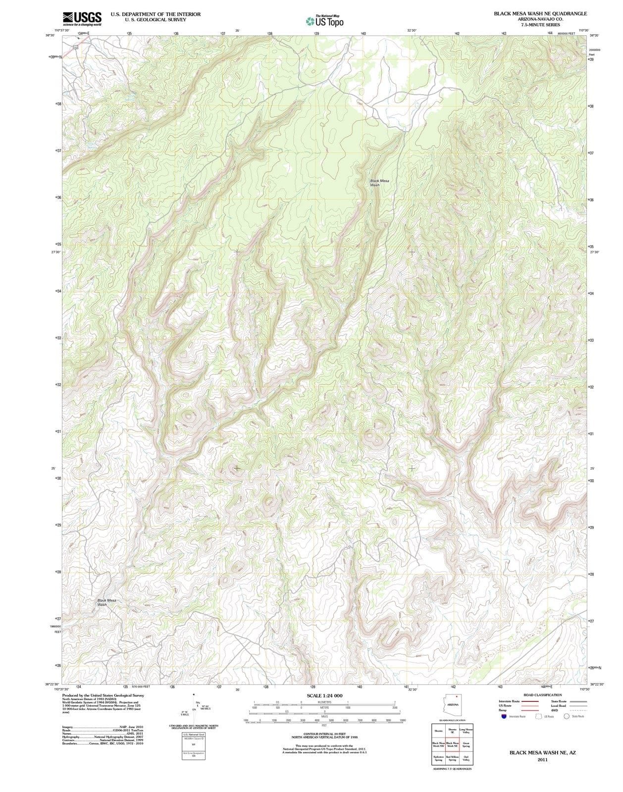2011 Black Mesa Wash, AZ - Arizona - USGS Topographic Map