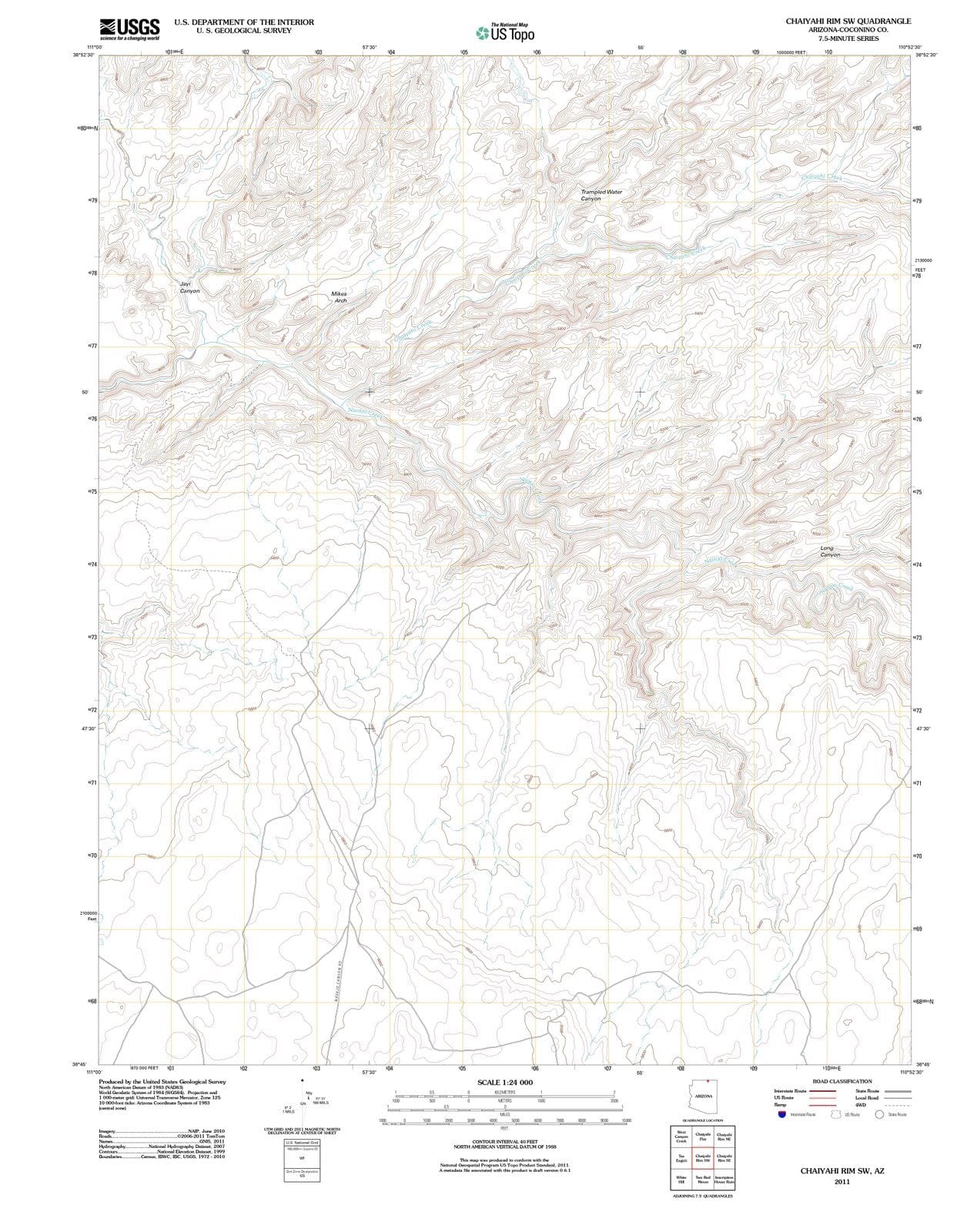 2011 Chaiyahi Rim, AZ - Arizona - USGS Topographic Map v2