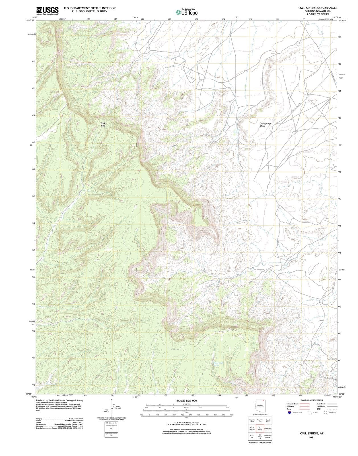 2011 Owl Spring, AZ - Arizona - USGS Topographic Map