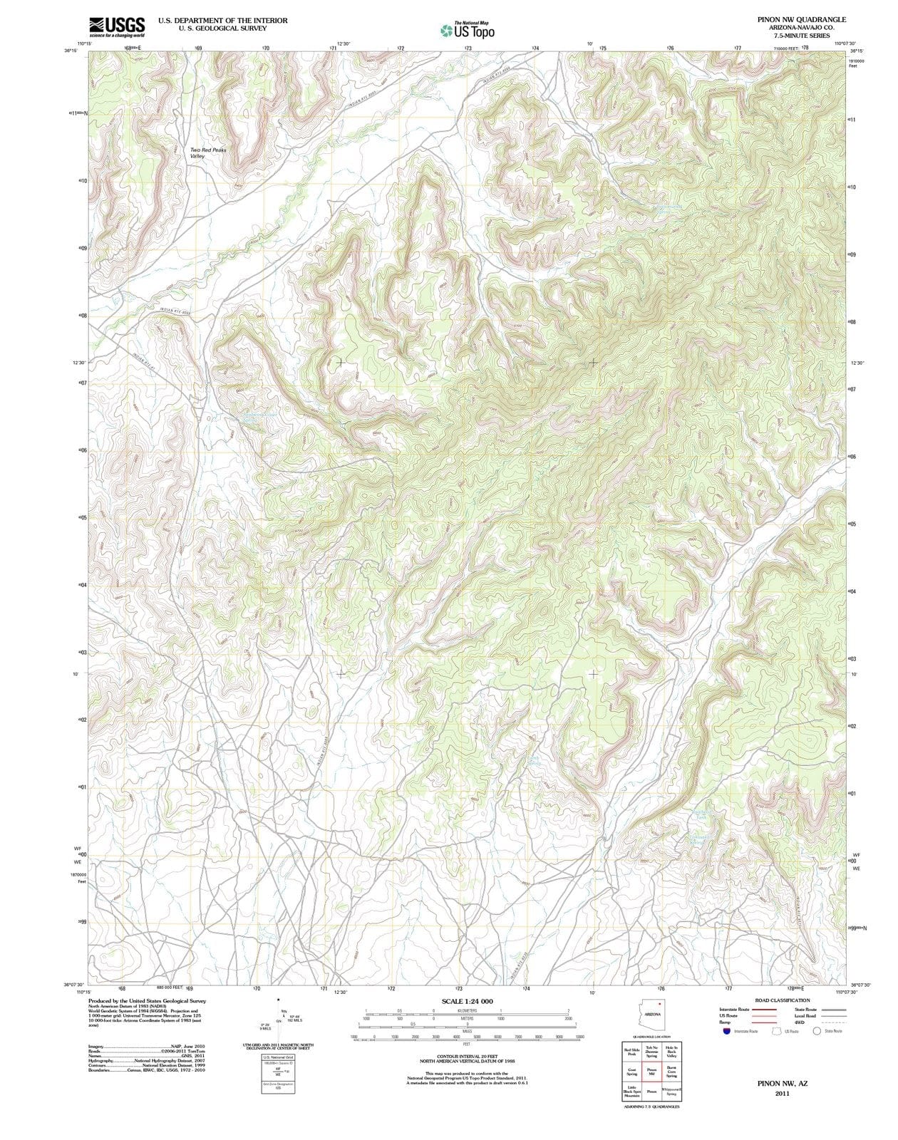 2011 Pinon, AZ - Arizona - USGS Topographic Map v2