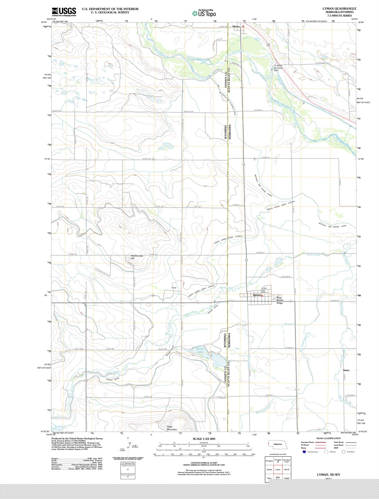 2011 Lyman, NE - Nebraska - USGS Topographic Map