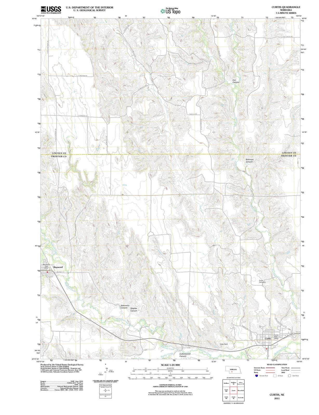 2011 Curtis, NE - Nebraska - USGS Topographic Map