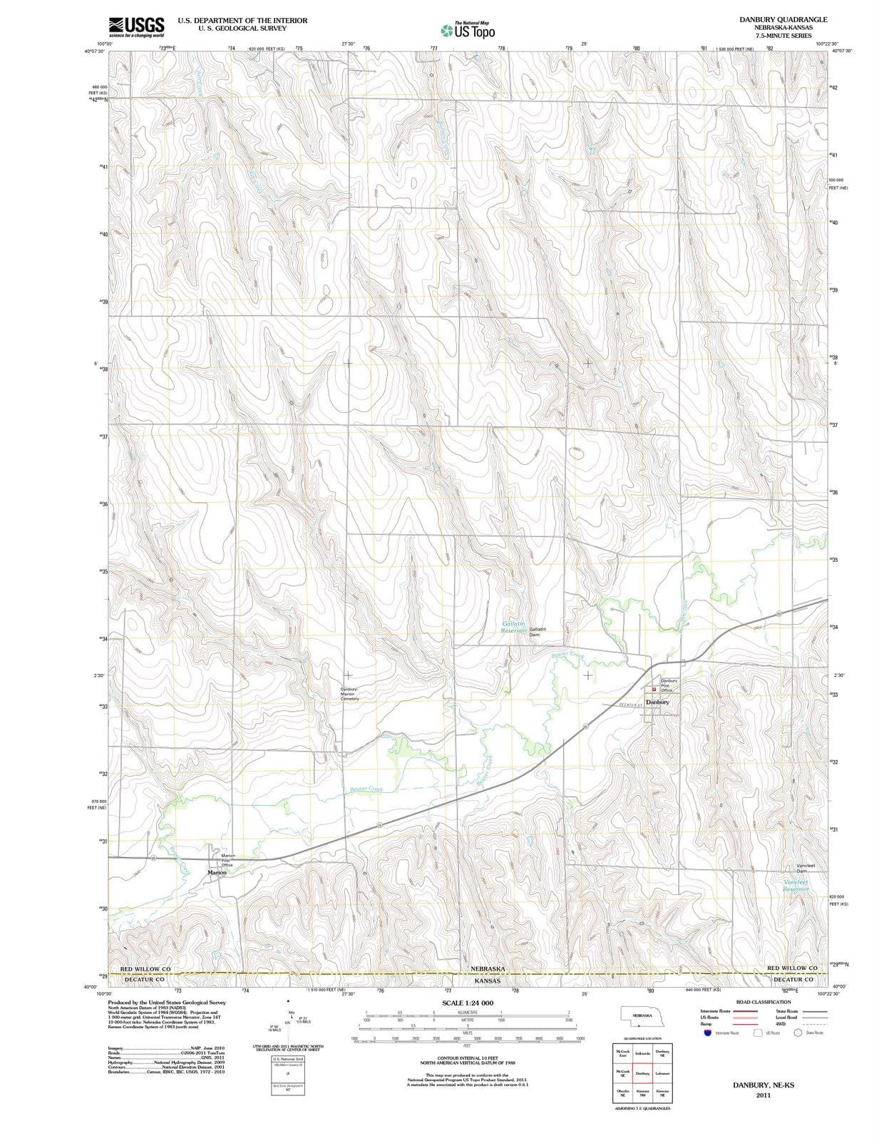 2011 Danbury, NE - Nebraska - USGS Topographic Map
