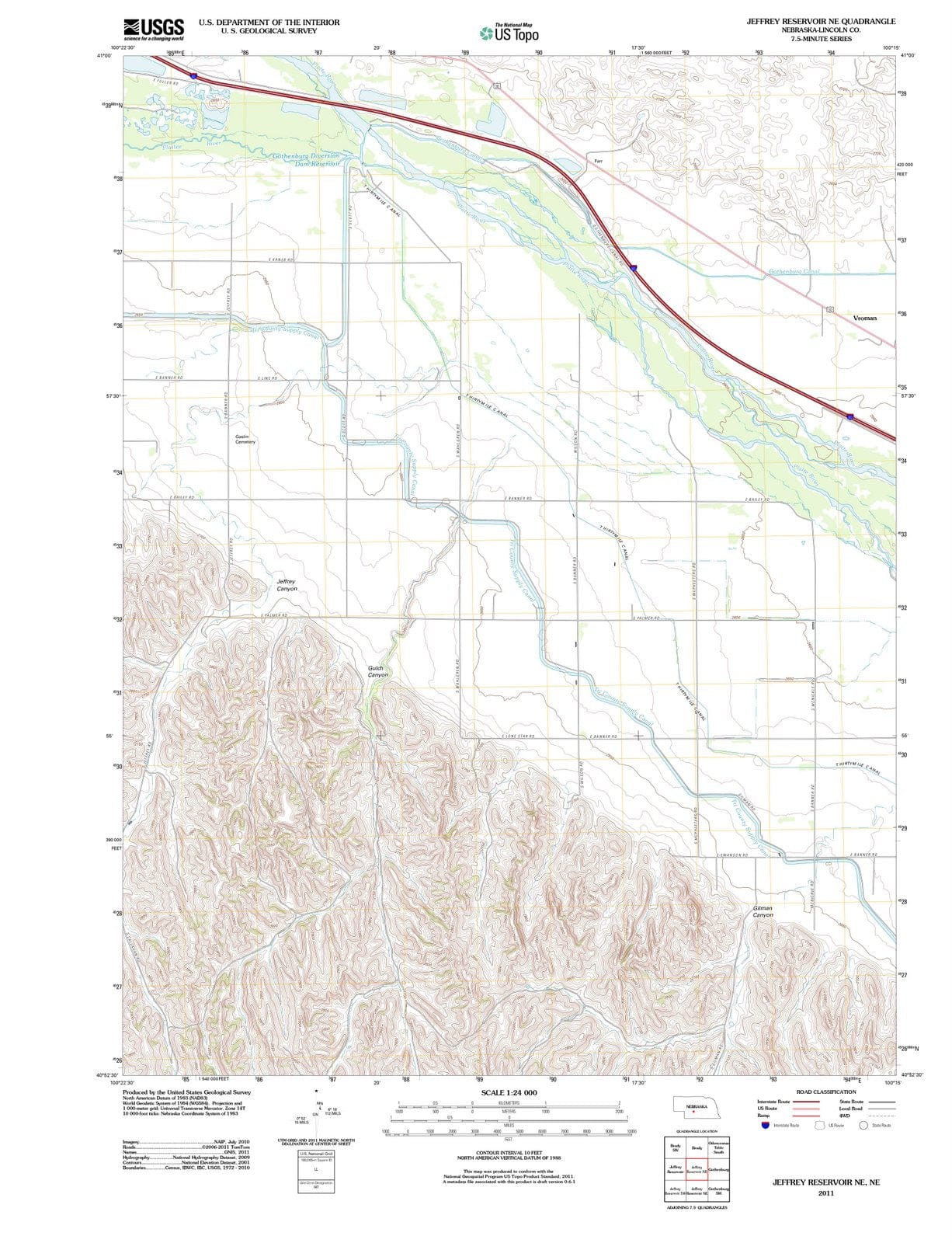2011 Jeffrey Reservoir, NE - Nebraska - USGS Topographic Map v2