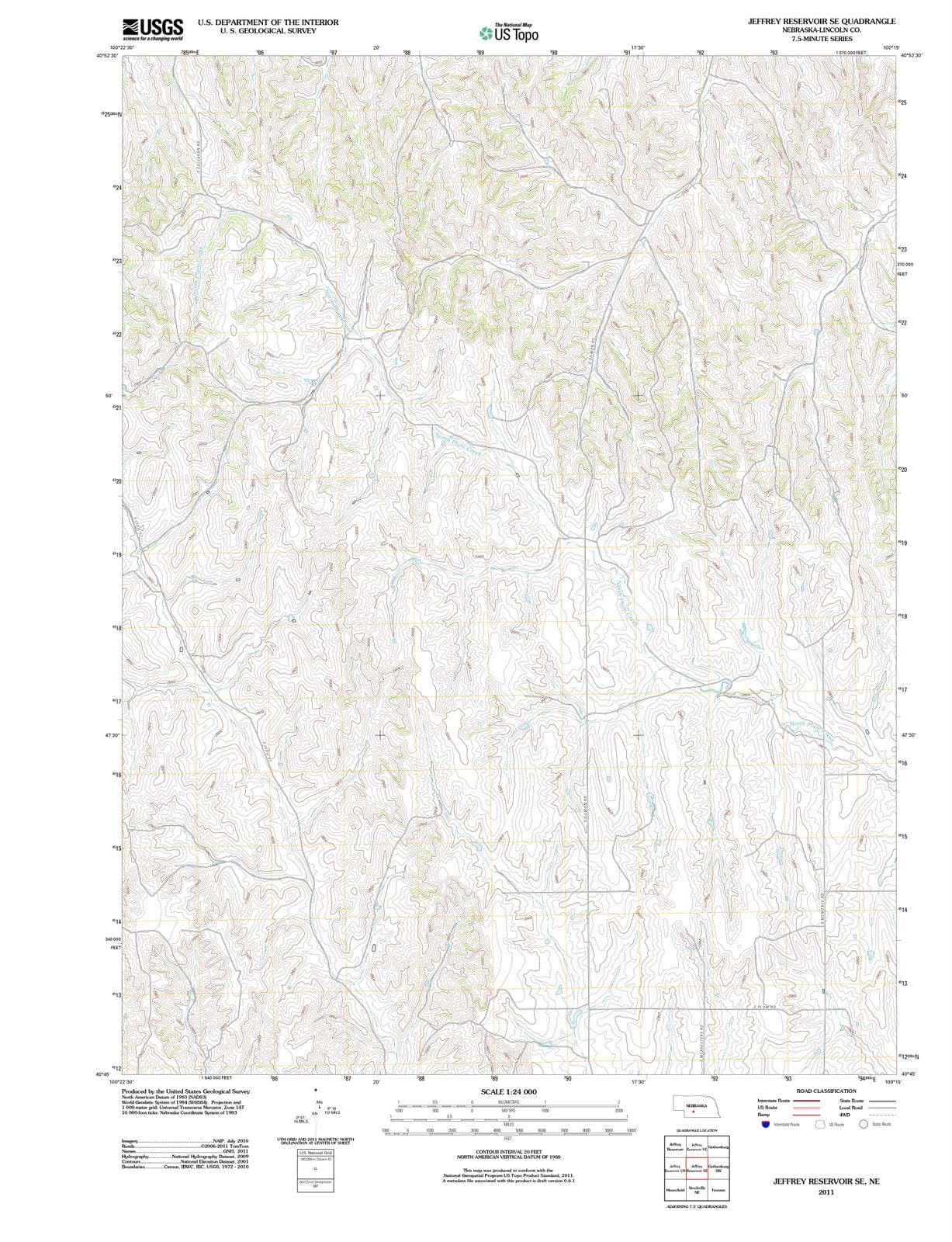 2011 Jeffrey Reservoir, NE - Nebraska - USGS Topographic Map v3