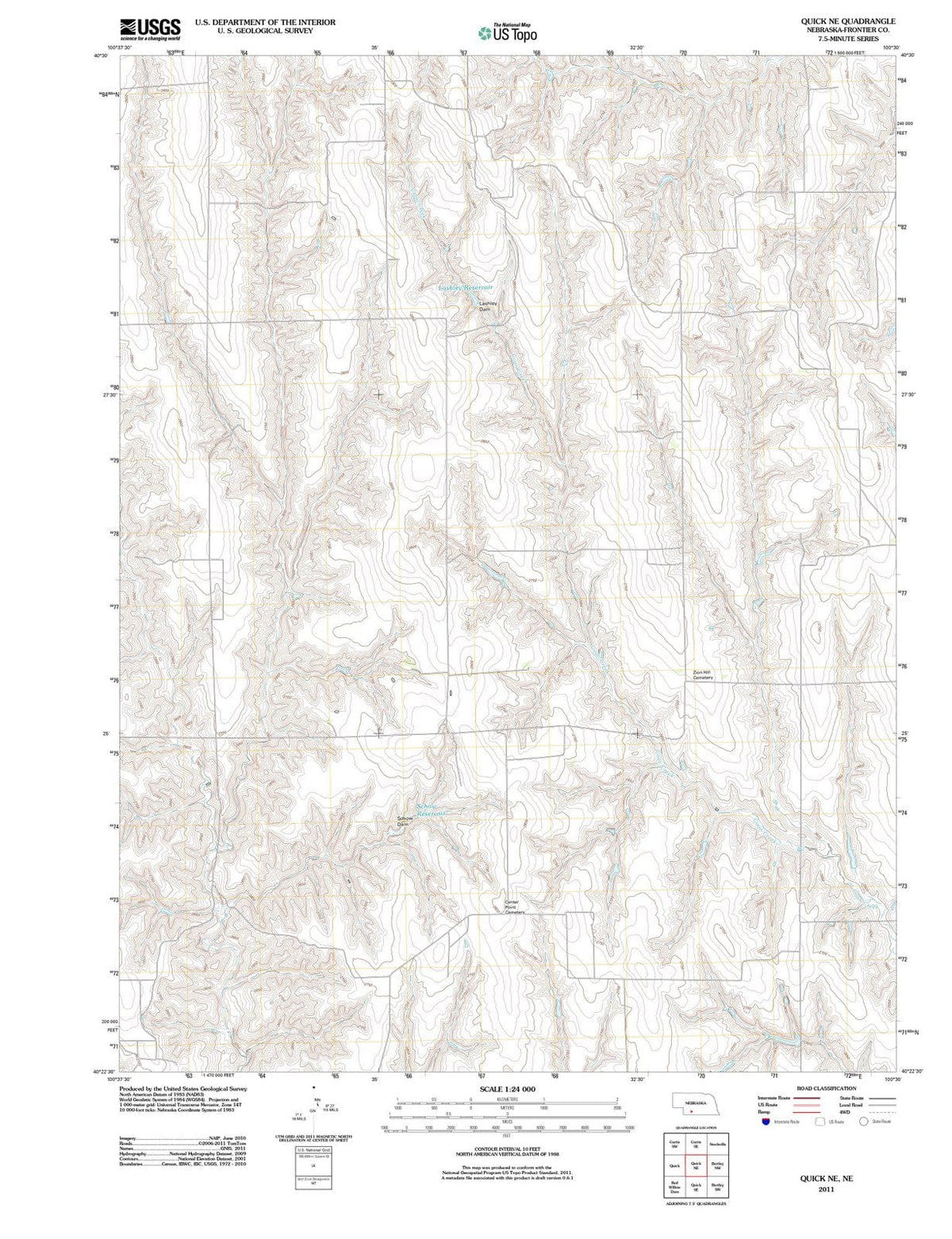 2011 Quick, NE - Nebraska - USGS Topographic Map v2