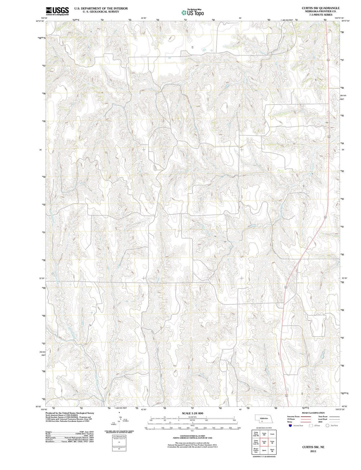 2011 Curtis, NE - Nebraska - USGS Topographic Map v4
