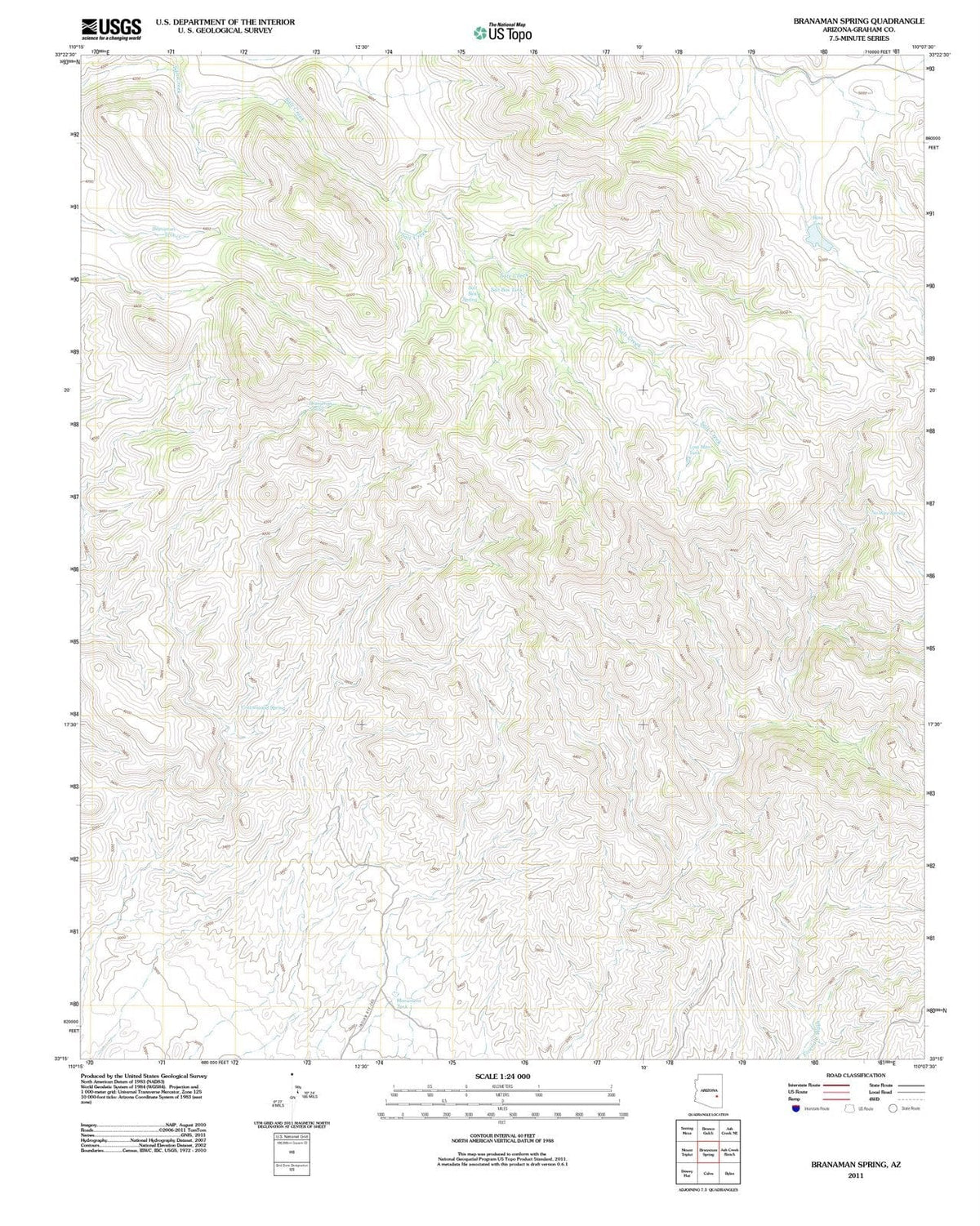2011 Branaman Spring, AZ - Arizona - USGS Topographic Map