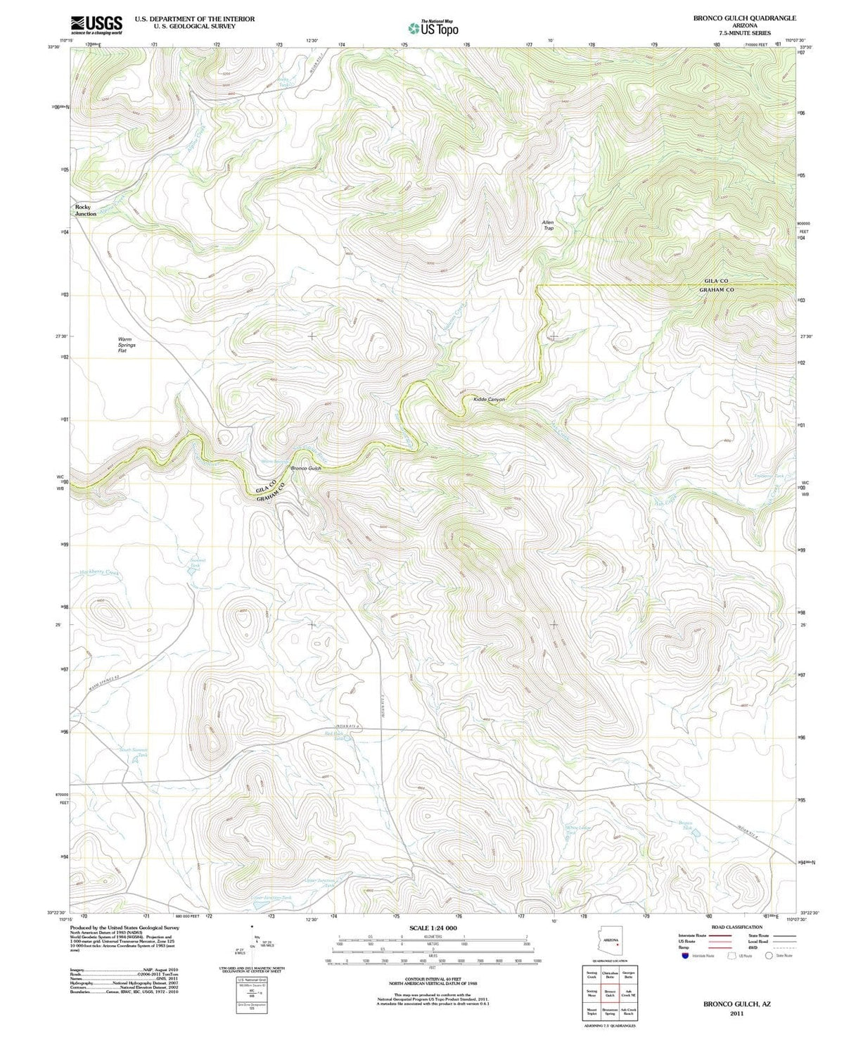 2011 Bronco Gulch, AZ - Arizona - USGS Topographic Map