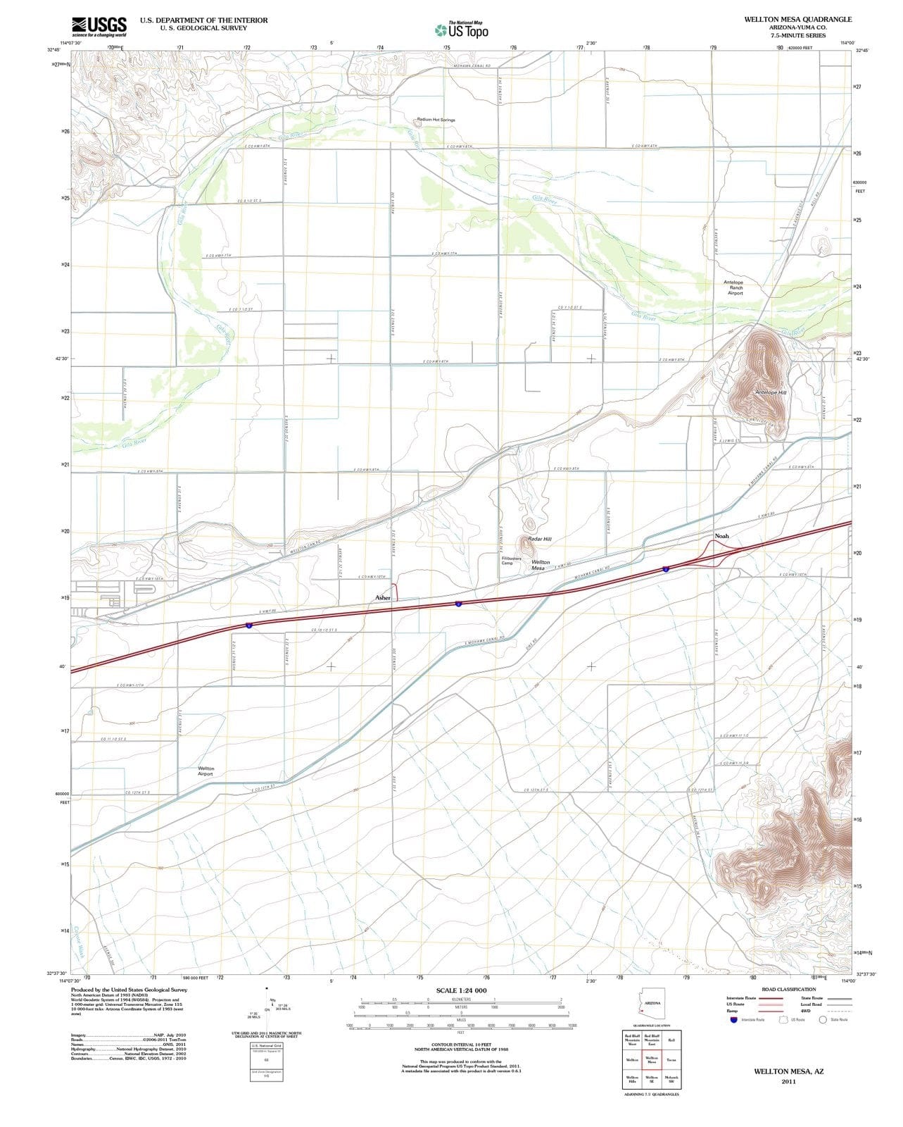 2011 Wellton Mesa, AZ - Arizona - USGS Topographic Map