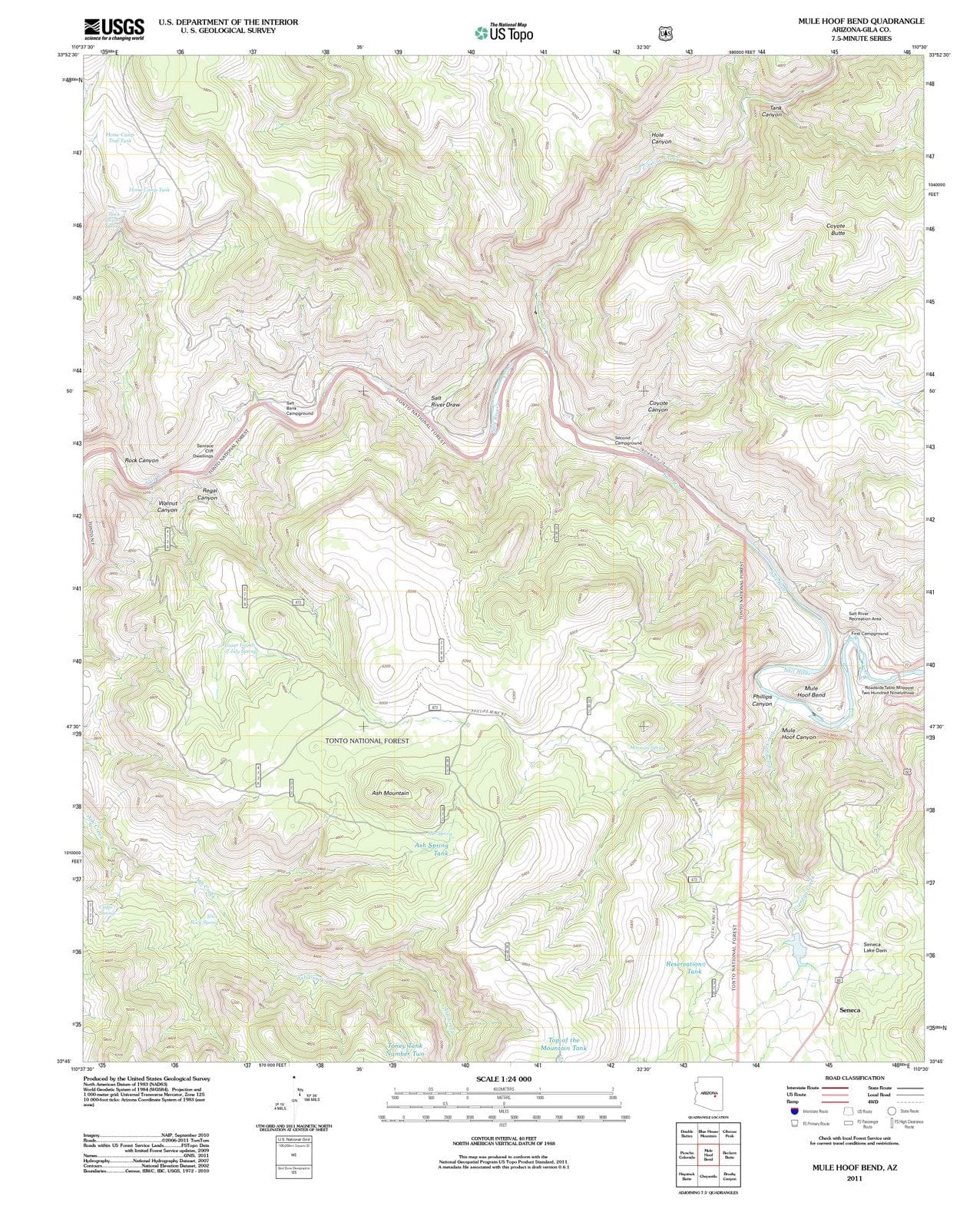2011 Mule Hoof Bend, AZ - Arizona - USGS Topographic Map