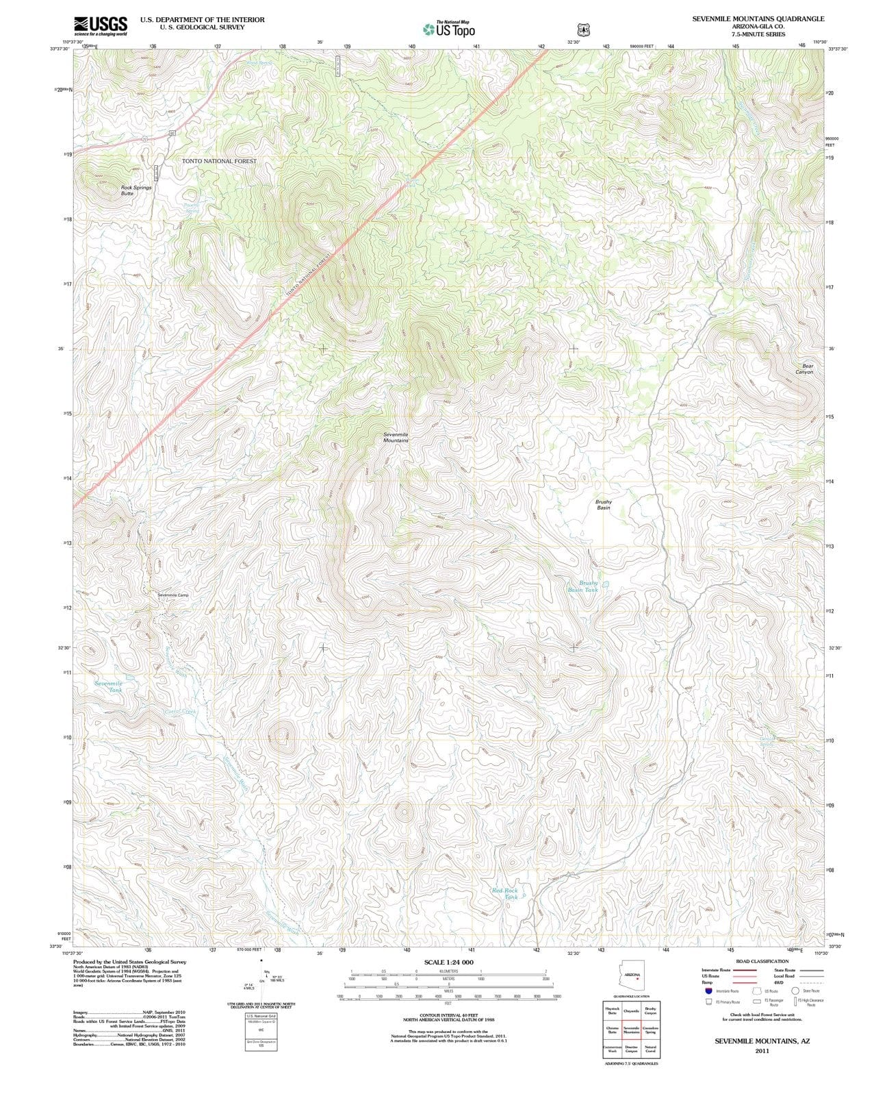 2011 Sevenmile Mountains, AZ - Arizona - USGS Topographic Map