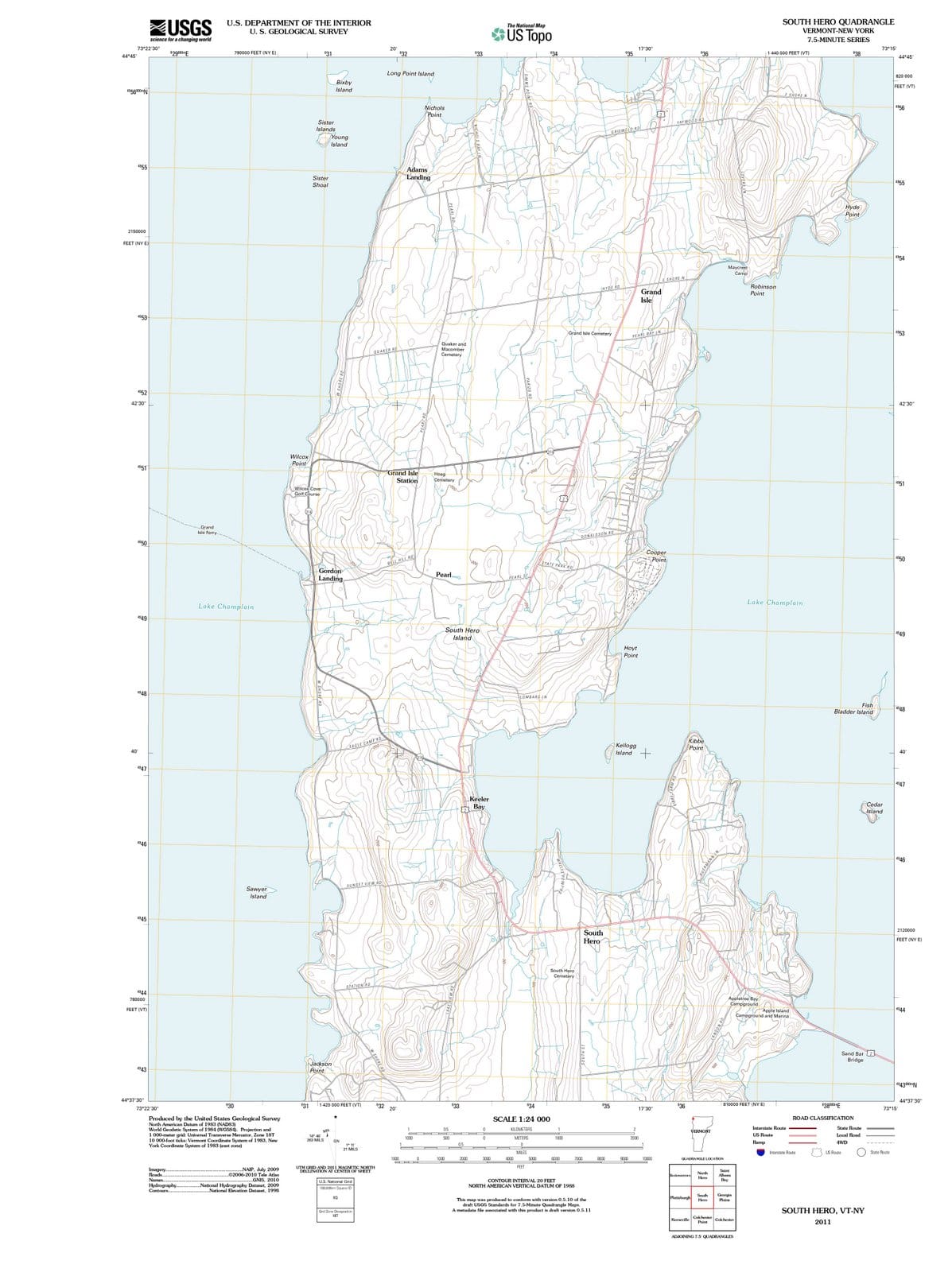 2011 South Hero, VT - Vermont - USGS Topographic Map