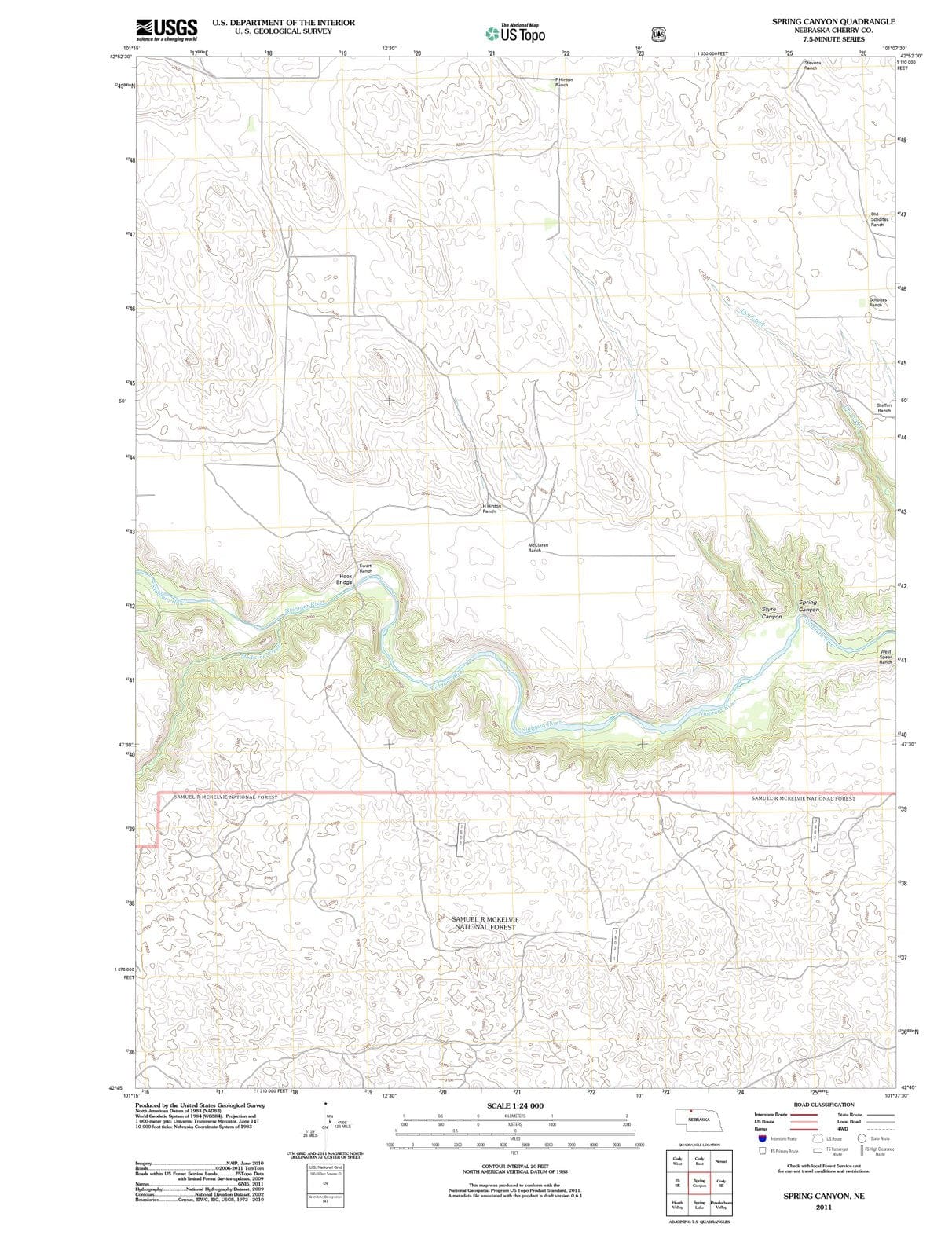 2011 Spring Canyon, NE - Nebraska - USGS Topographic Map