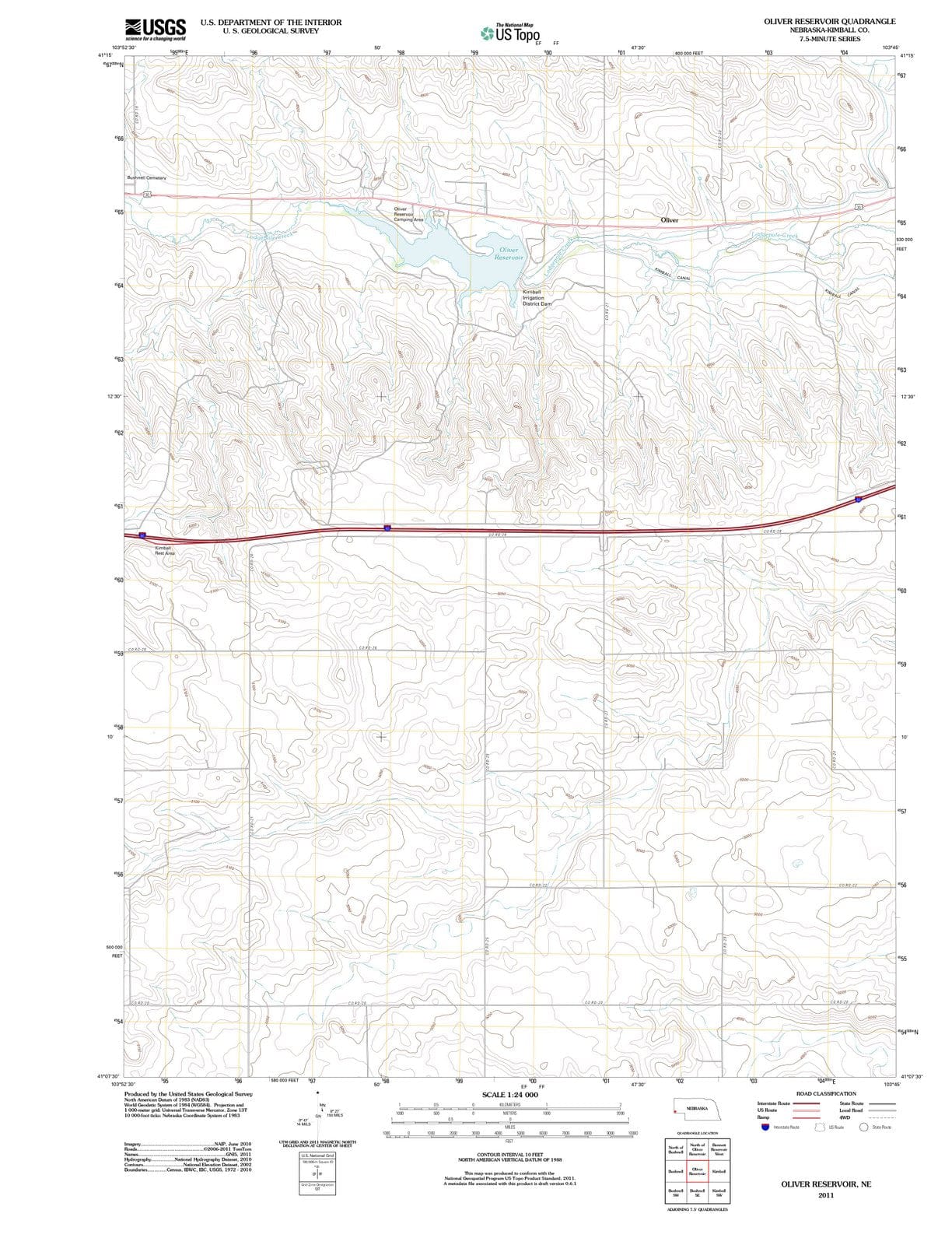 2011 Oliver Reservoir, NE - Nebraska - USGS Topographic Map
