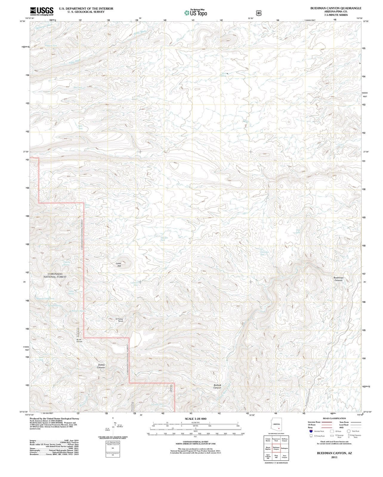 2011 Buehman Canyon, AZ - Arizona - USGS Topographic Map