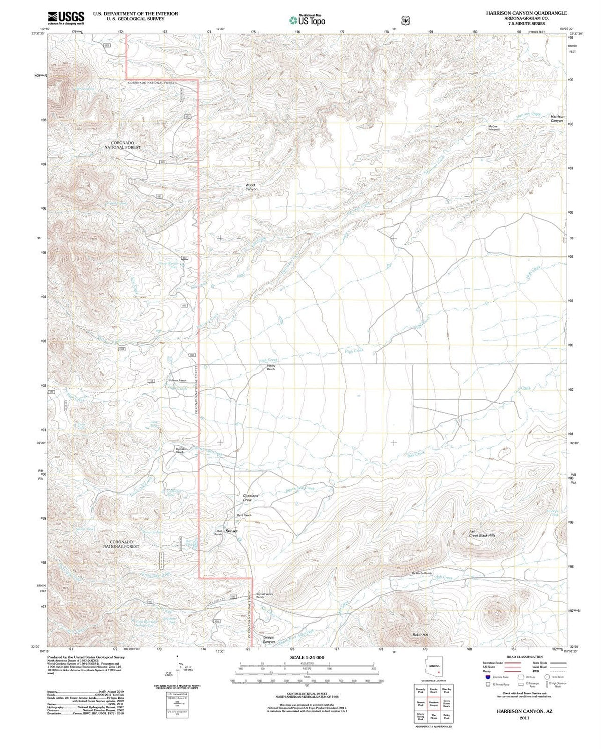 2011 Harrison Canyon, AZ - Arizona - USGS Topographic Map