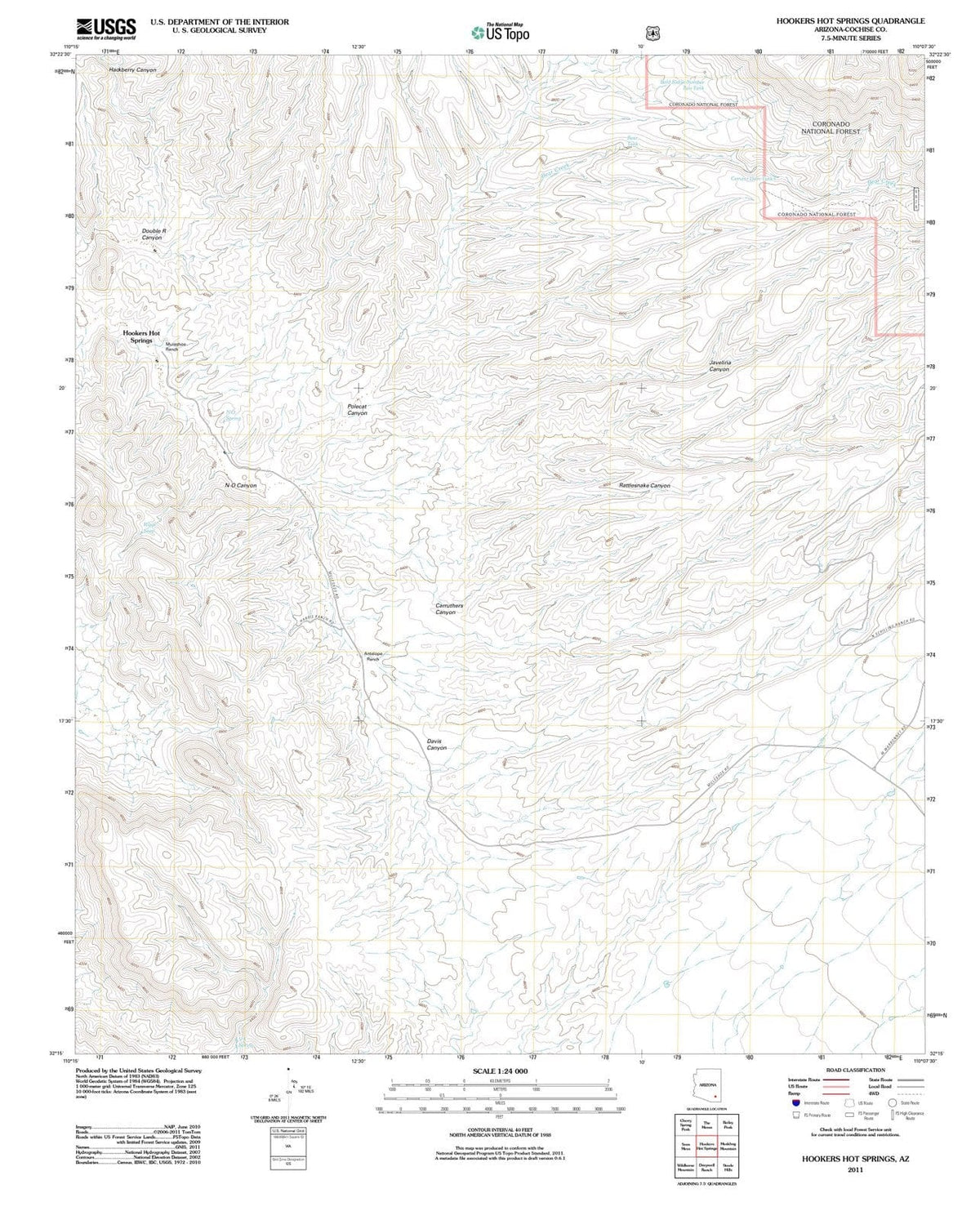 2011 Hookers Hot Springs, AZ - Arizona - USGS Topographic Map