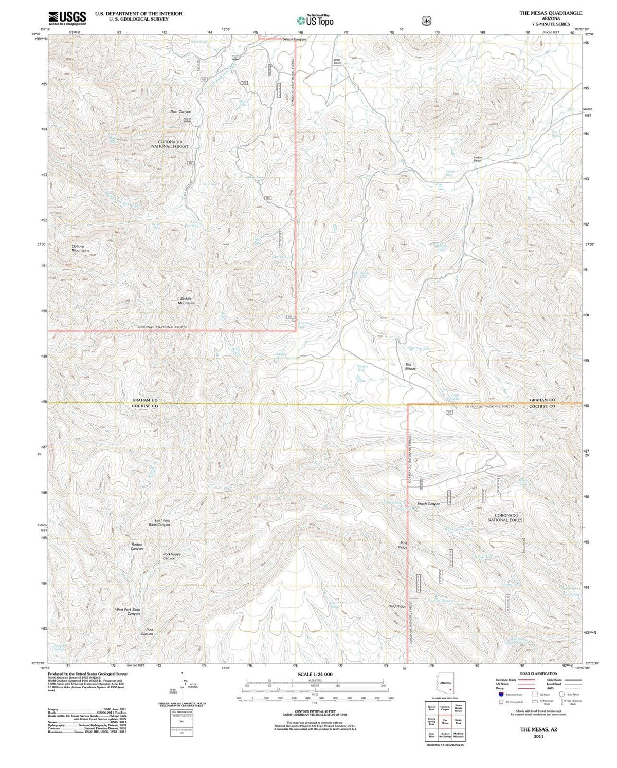 2011 The Mesas, AZ - Arizona - USGS Topographic Map