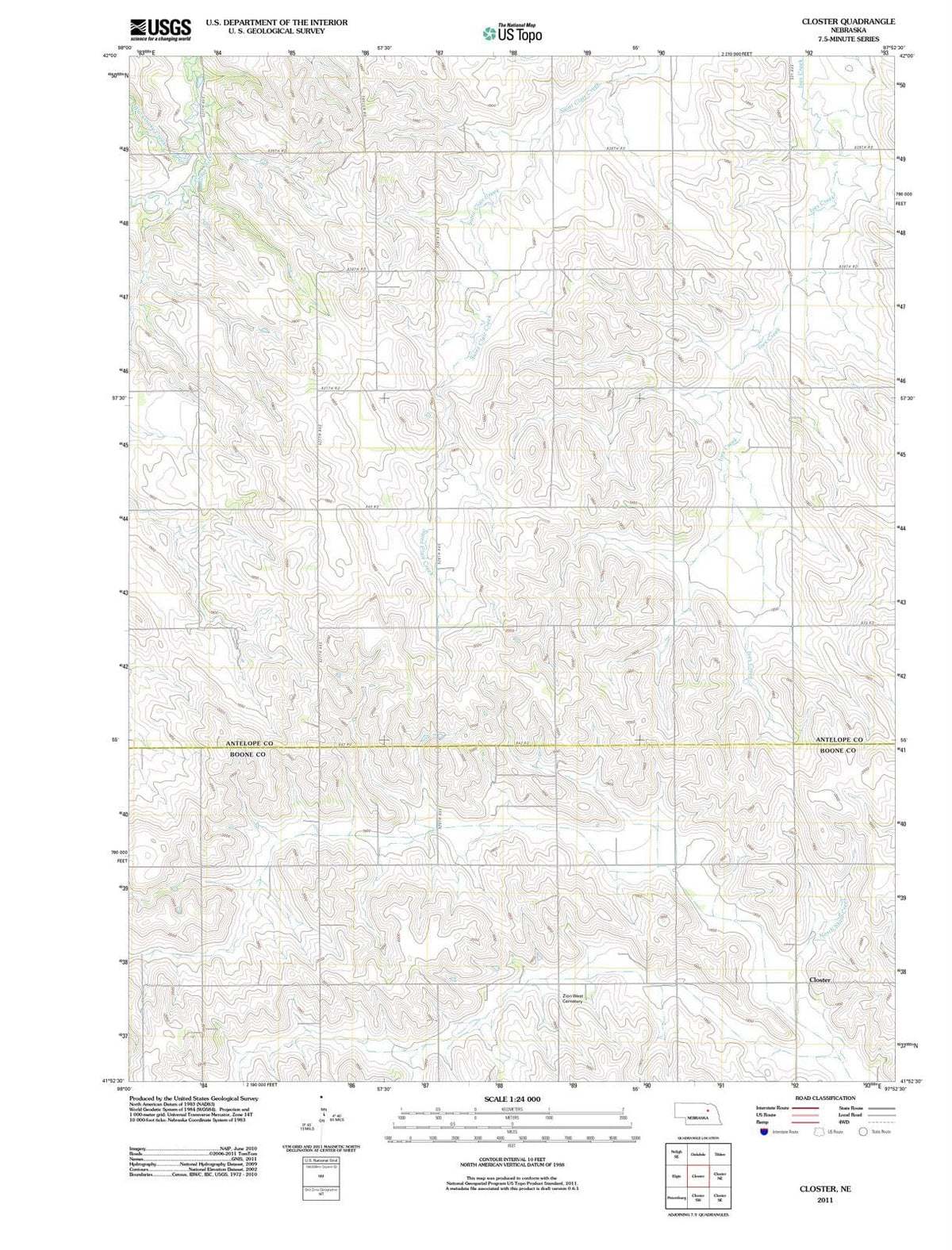 2011 Closter, NE - Nebraska - USGS Topographic Map