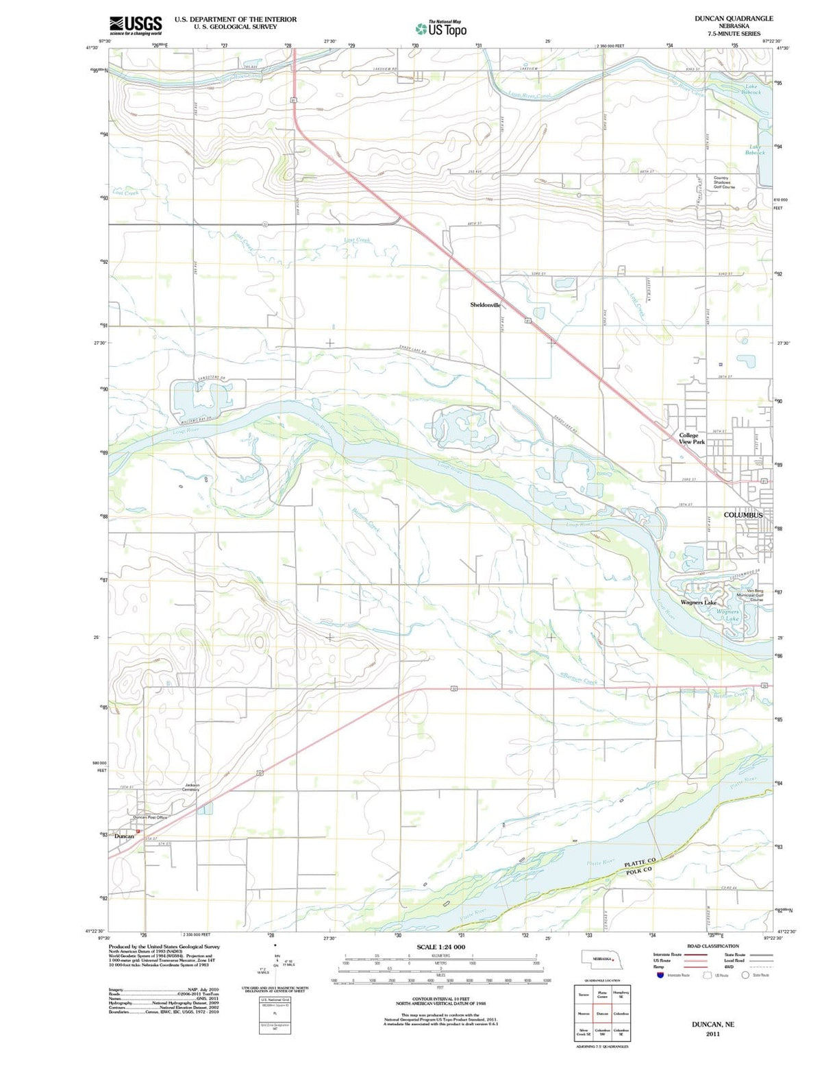 2011 Duncan, NE - Nebraska - USGS Topographic Map