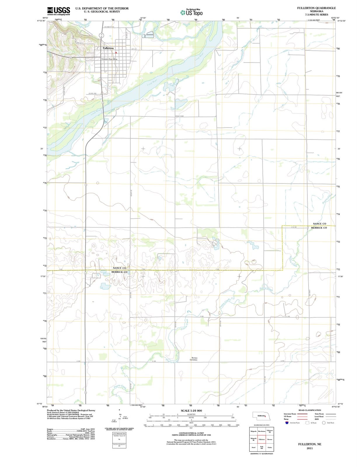 2011 Fullerton, NE - Nebraska - USGS Topographic Map