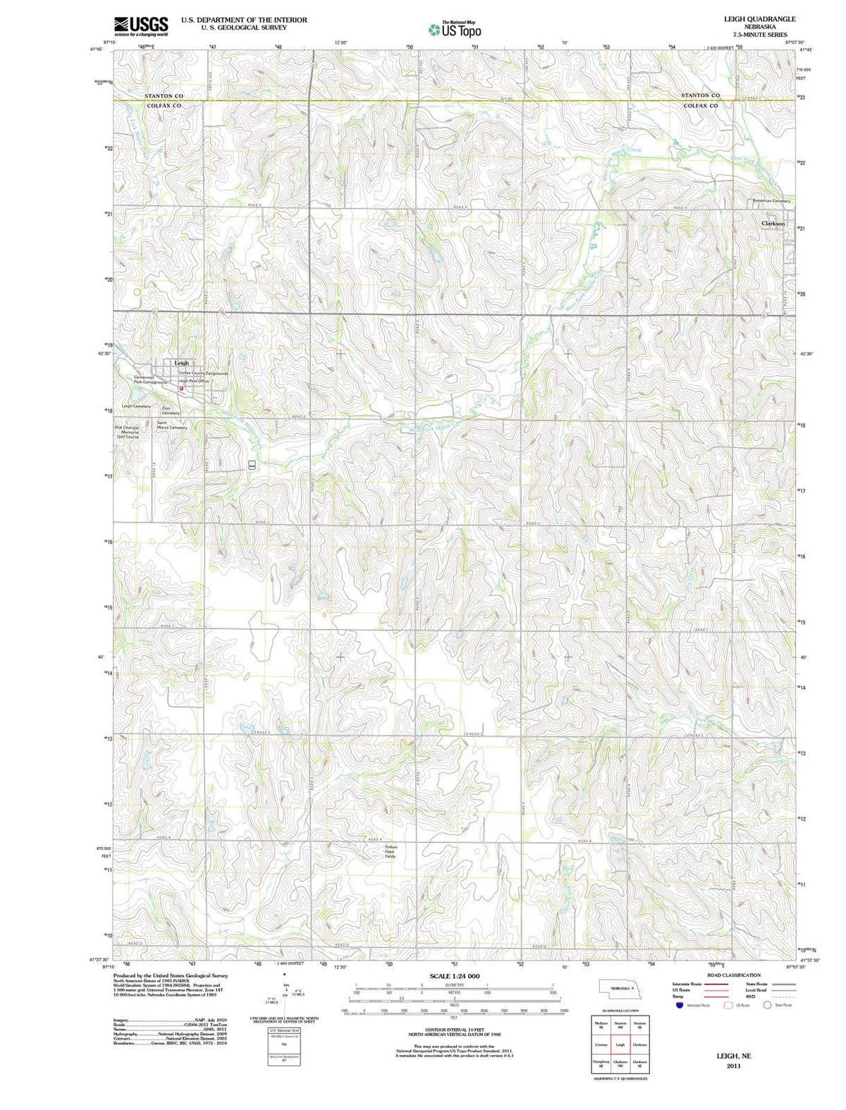 2011 Leigh, NE - Nebraska - USGS Topographic Map
