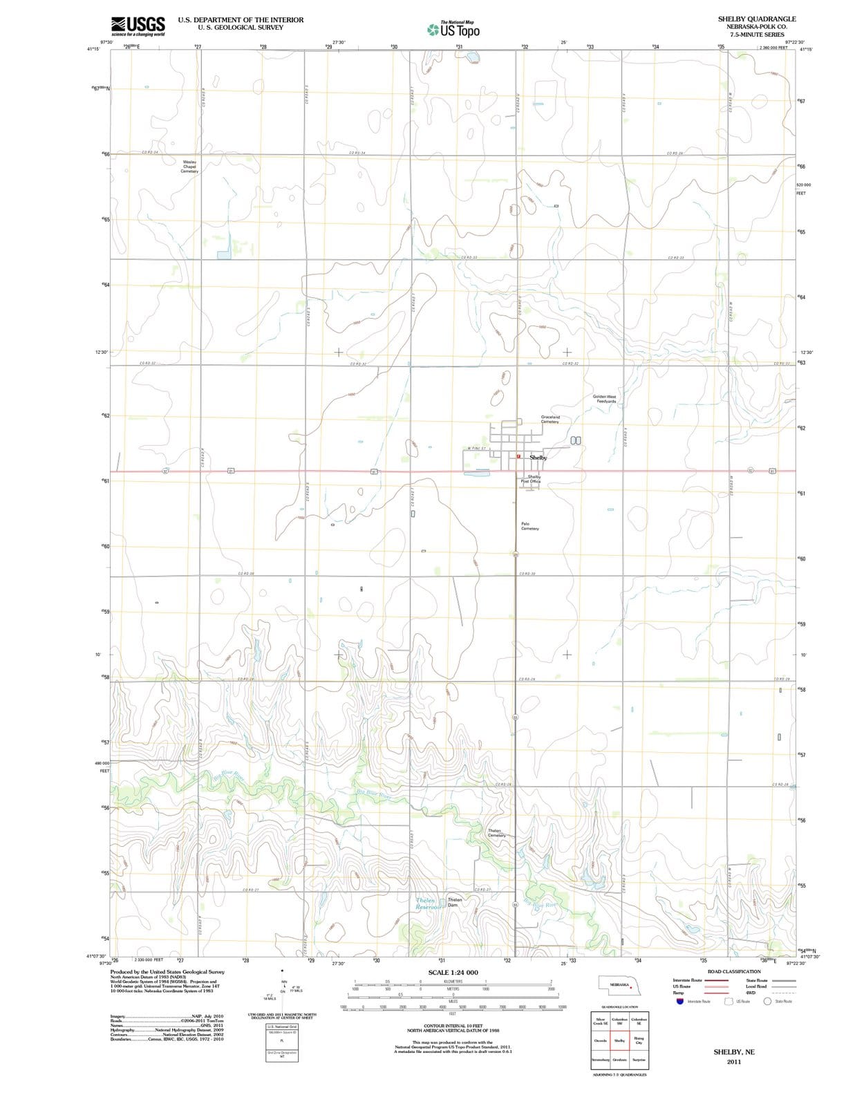 2011 Shelby, NE - Nebraska - USGS Topographic Map