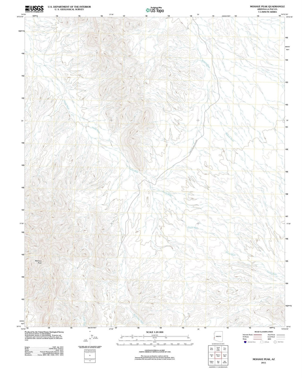2011 Mohave Peak, AZ - Arizona - USGS Topographic Map