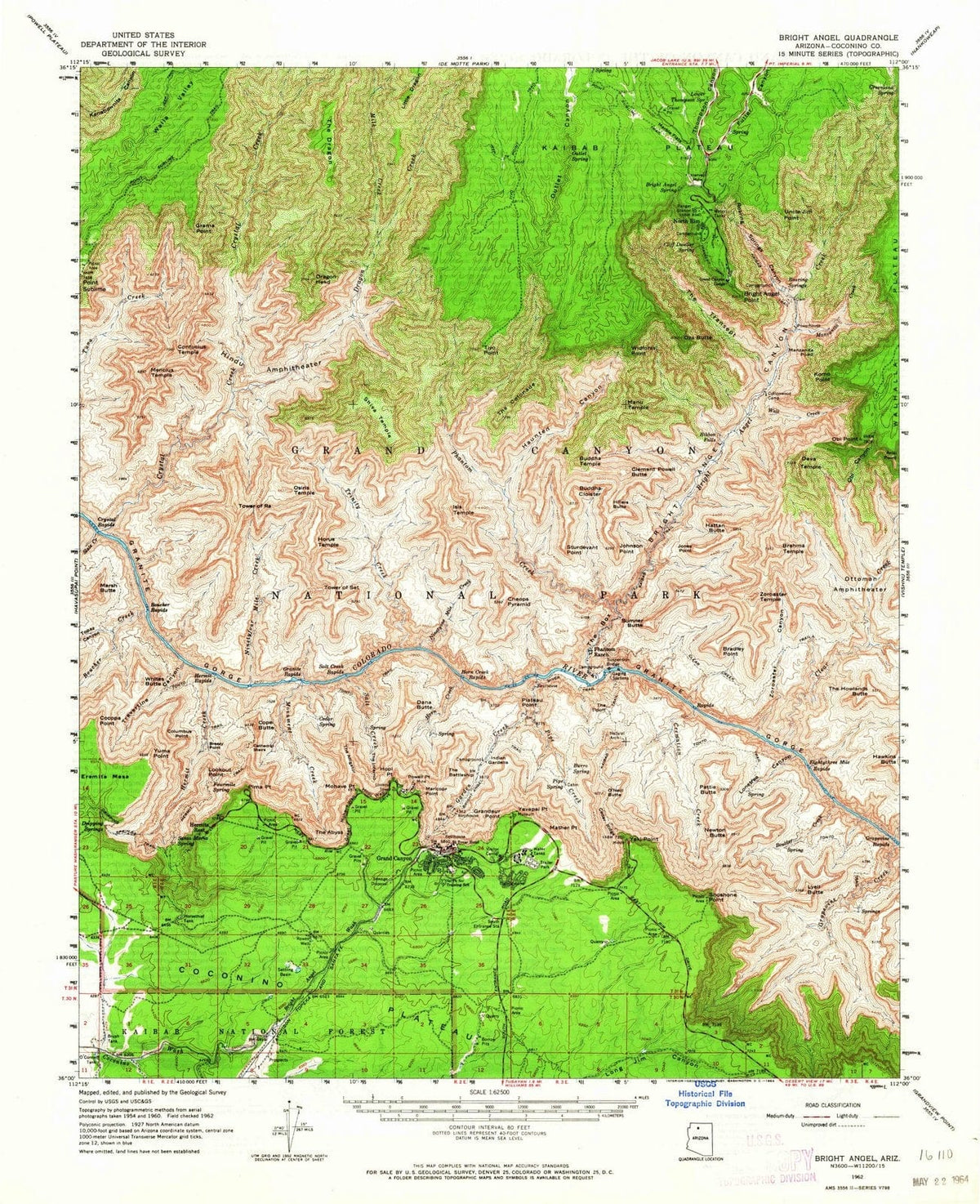 1962 Bright Angel, AZ - Arizona - USGS Topographic Map