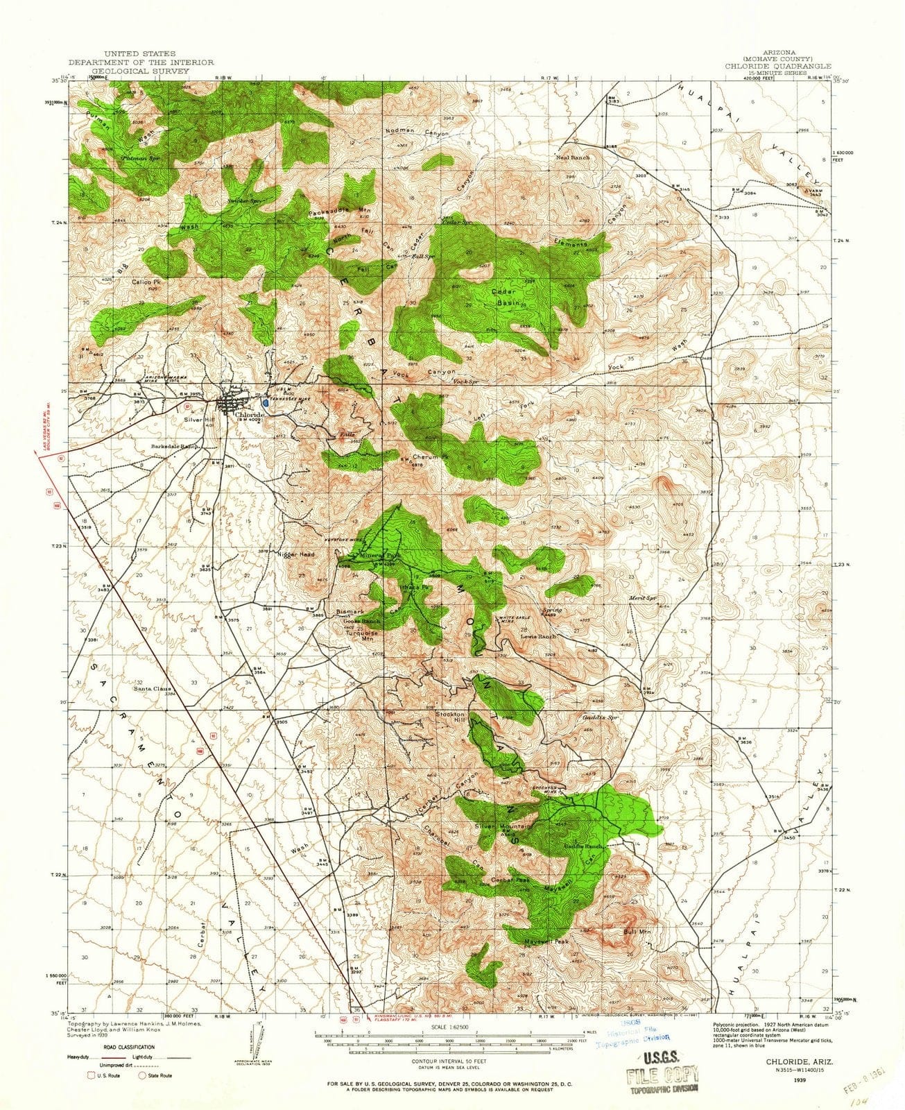 1939 Chloride, AZ - Arizona - USGS Topographic Map