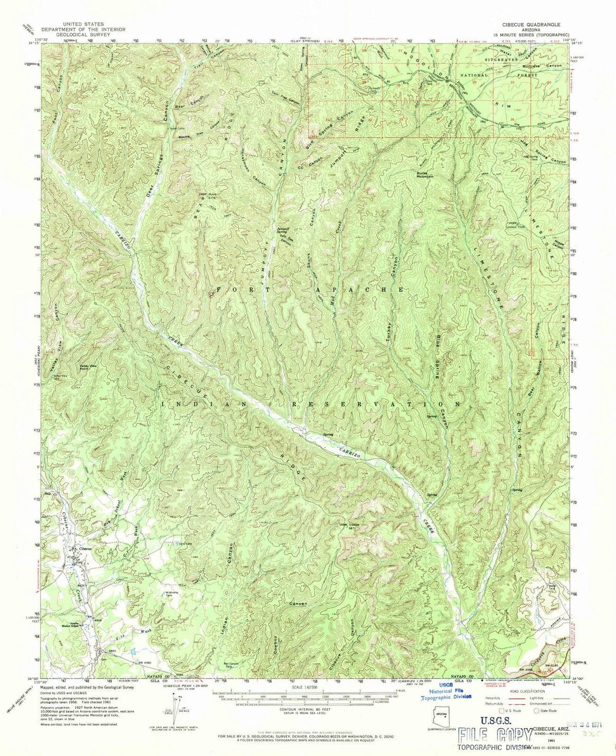 1961 Cibecue, AZ - Arizona - USGS Topographic Map