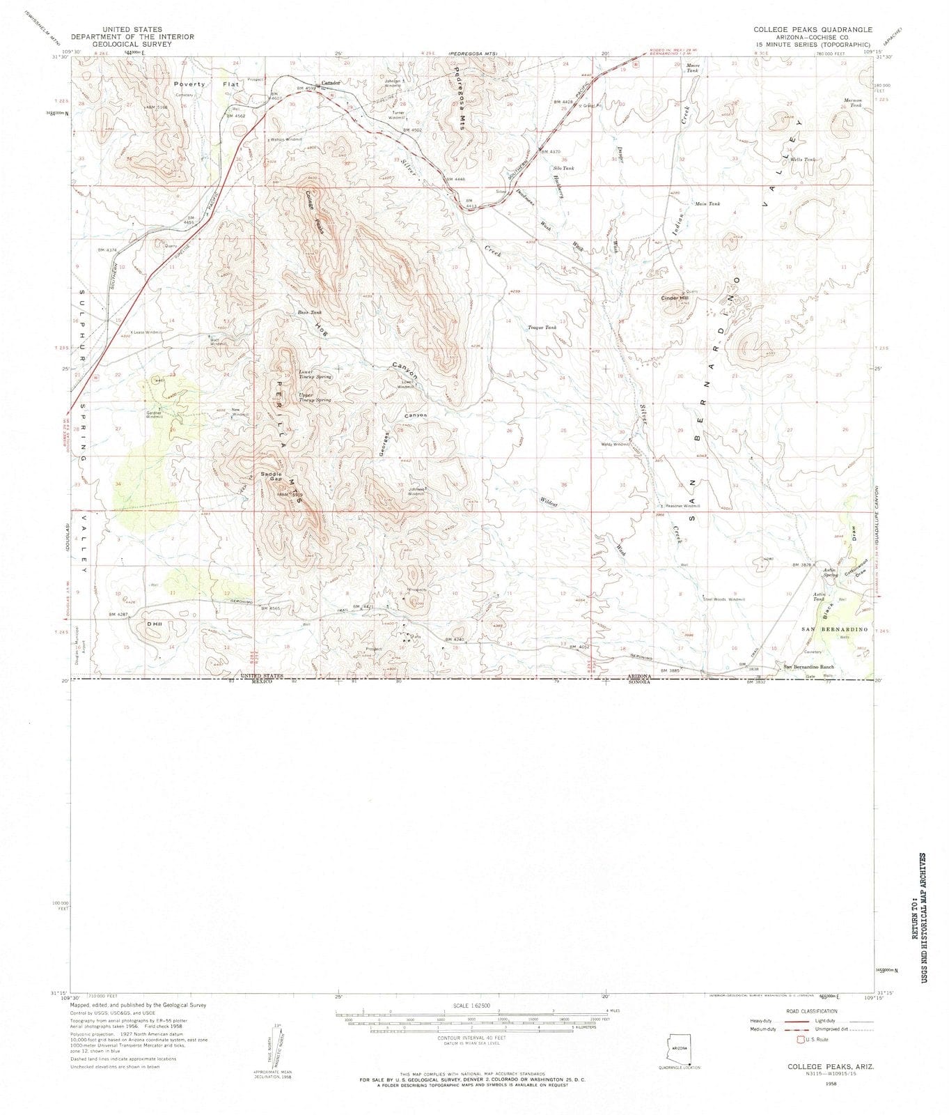 1958 College Peaks, AZ - Arizona - USGS Topographic Map
