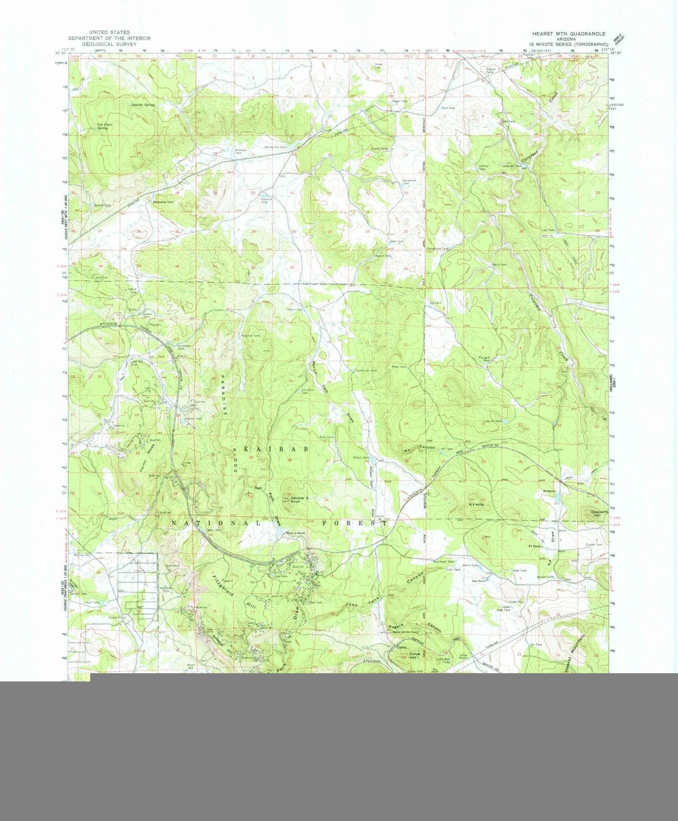 1962 Hearst MTN, AZ - Arizona - USGS Topographic Map