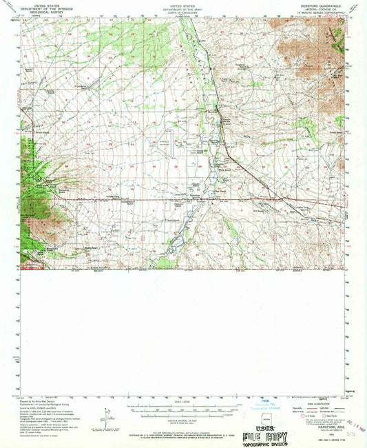 1952 Hereford, AZ - Arizona - USGS Topographic Map