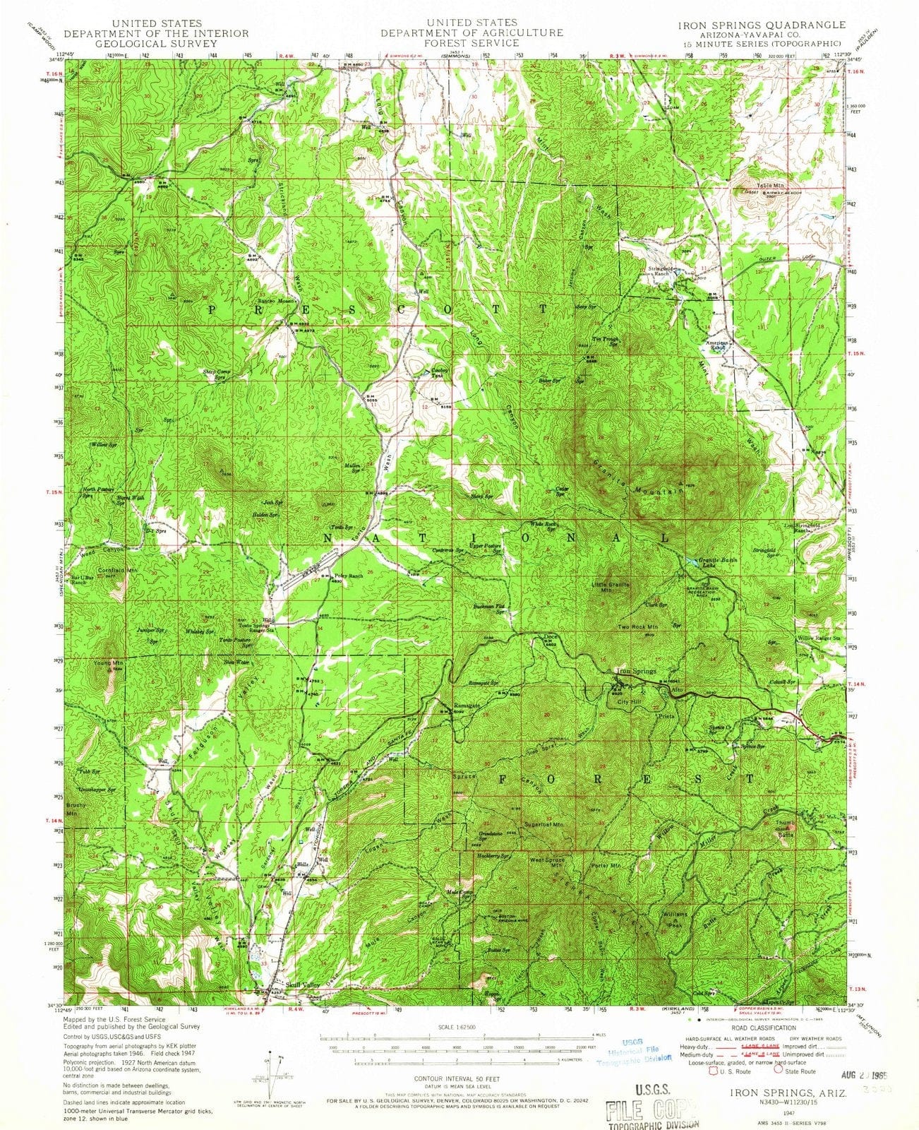 1947 Iron Springs, AZ - Arizona - USGS Topographic Map