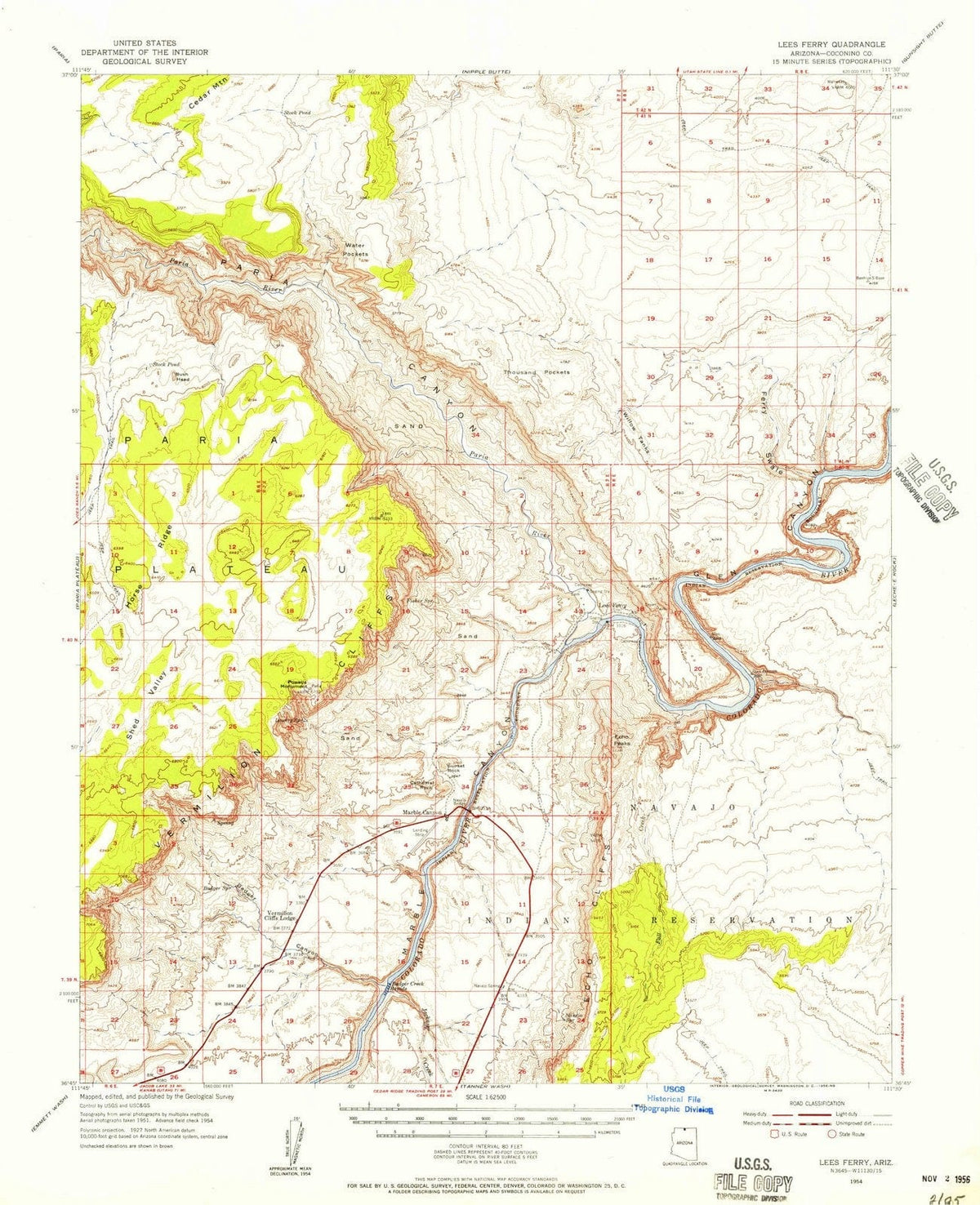 1954 Lees Ferry, AZ - Arizona - USGS Topographic Map