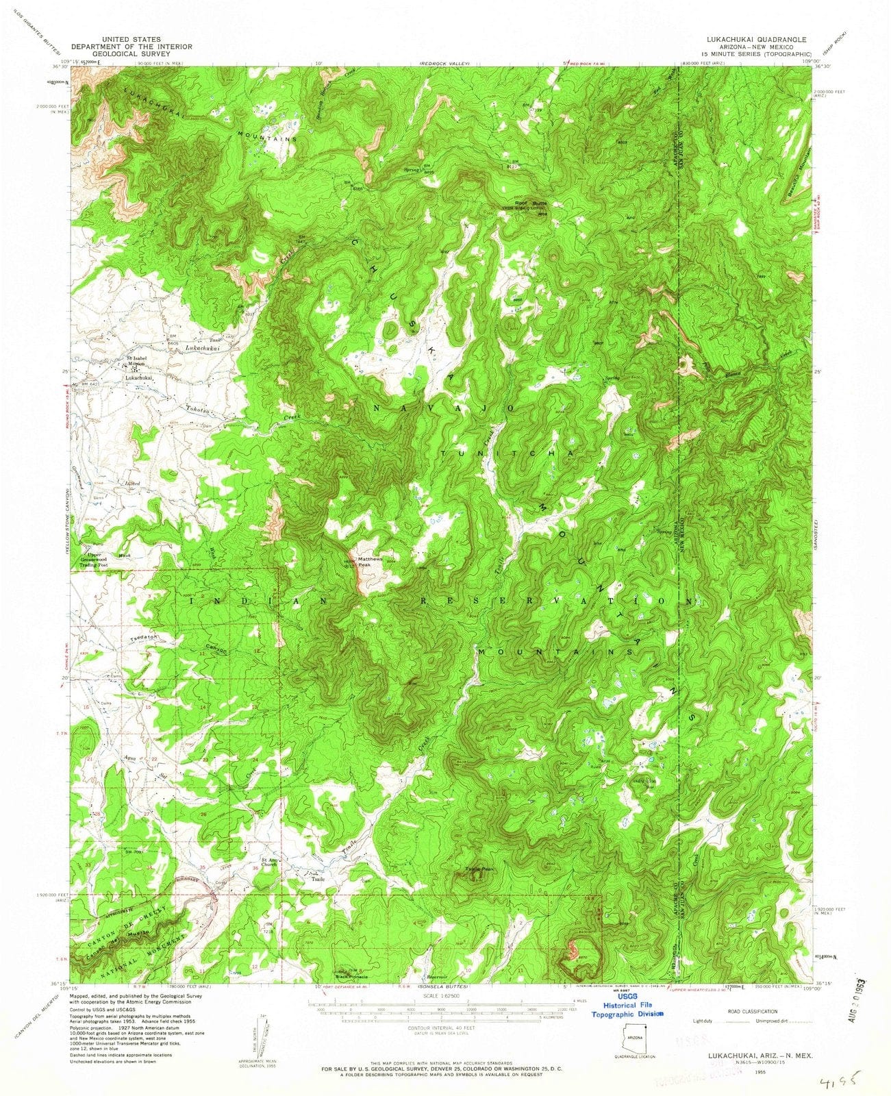 1955 Lukachukai, AZ - Arizona - USGS Topographic Map