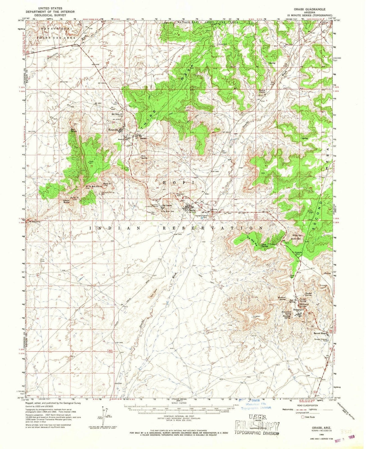 1966 Oraibi, AZ - Arizona - USGS Topographic Map