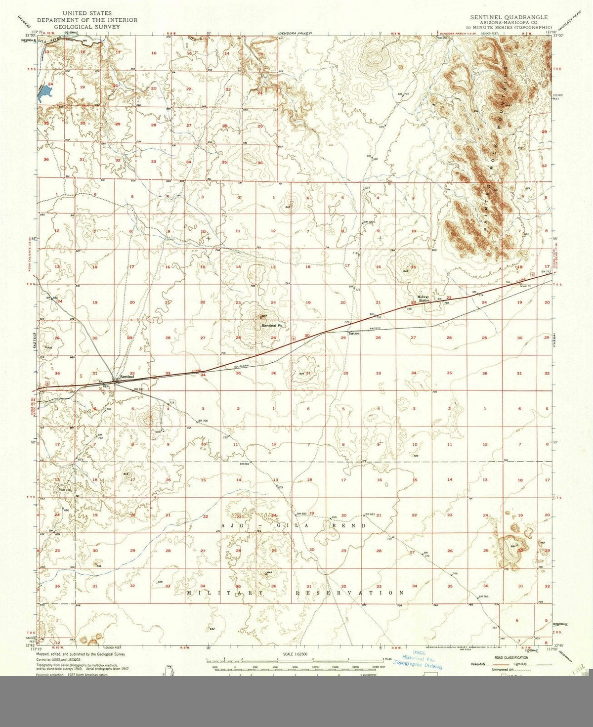 1949 Sentinel, AZ - Arizona - USGS Topographic Map