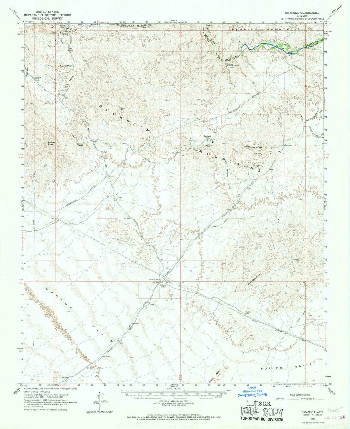 1966 Swansea, AZ - Arizona - USGS Topographic Map