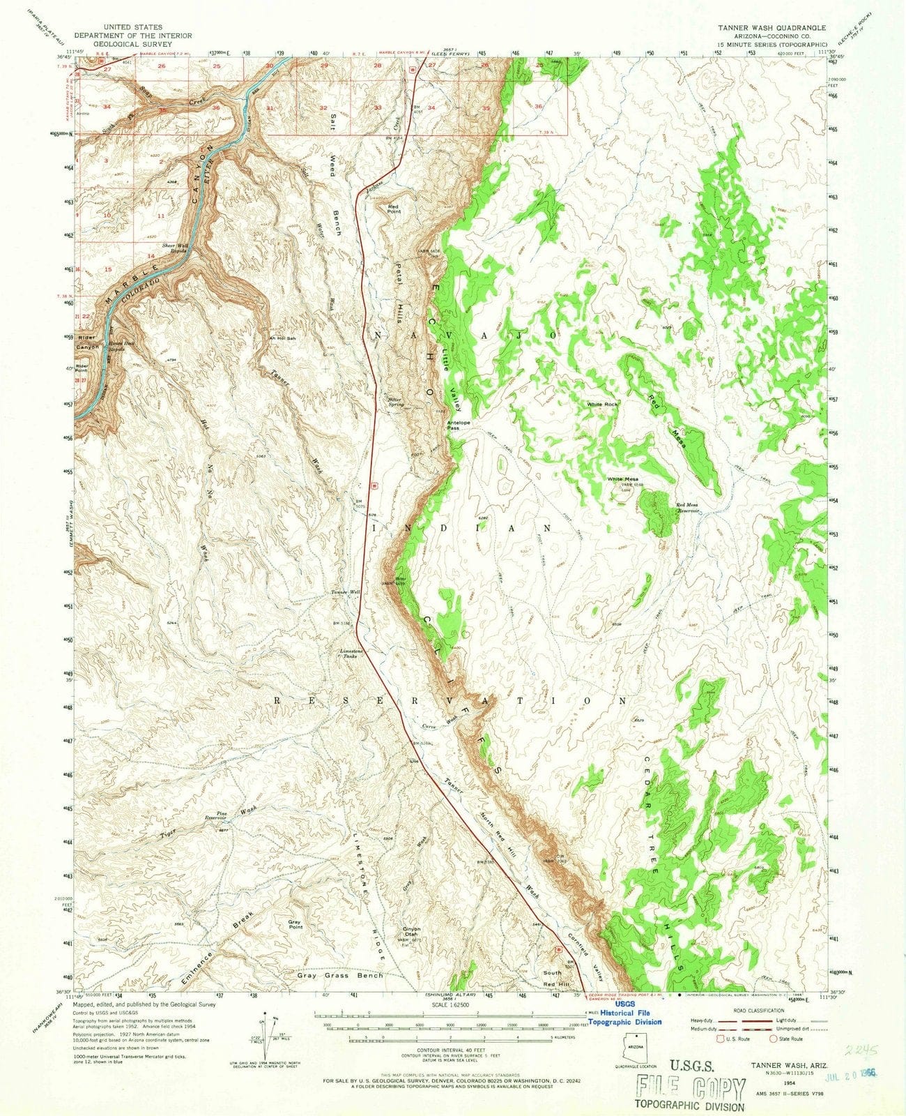 1954 Tanner Wash, AZ - Arizona - USGS Topographic Map