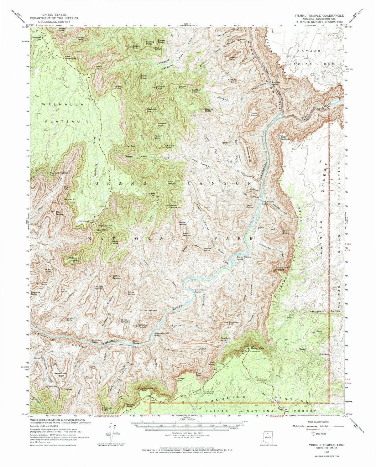 1962 Vishnu Temple, AZ - Arizona - USGS Topographic Map
