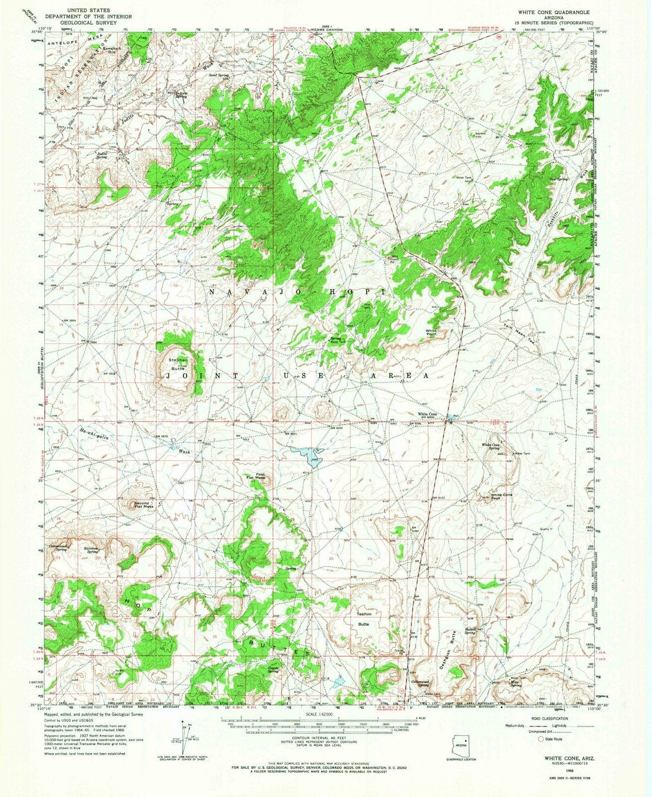 1966 White Cone, AZ - Arizona - USGS Topographic Map